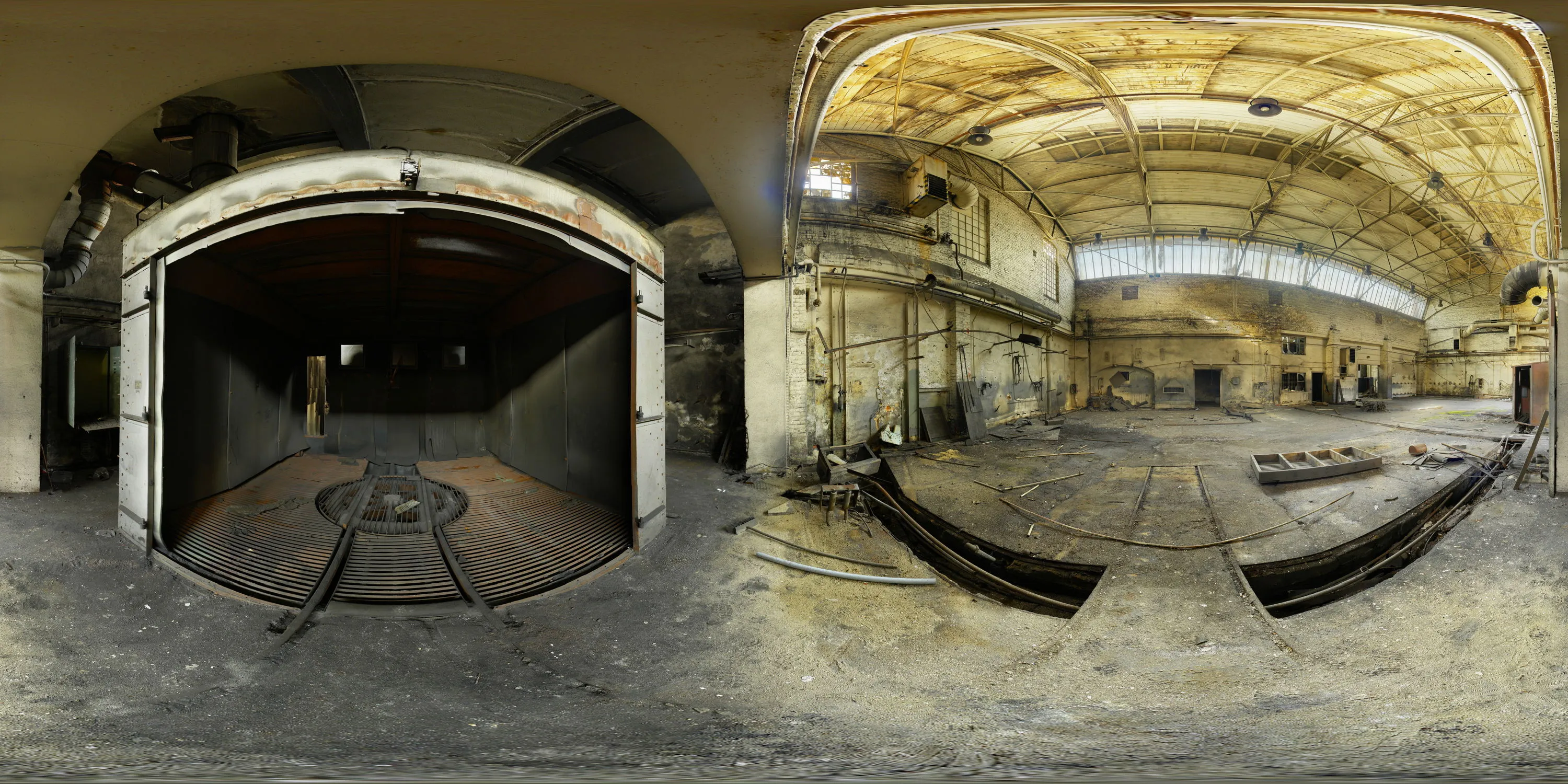 360 Grad Panorama Ansicht: Alte Gießerei - Sandstrahlanlage in Eisengiesserei und Maschinenfabrik Bautzen (EMAG)