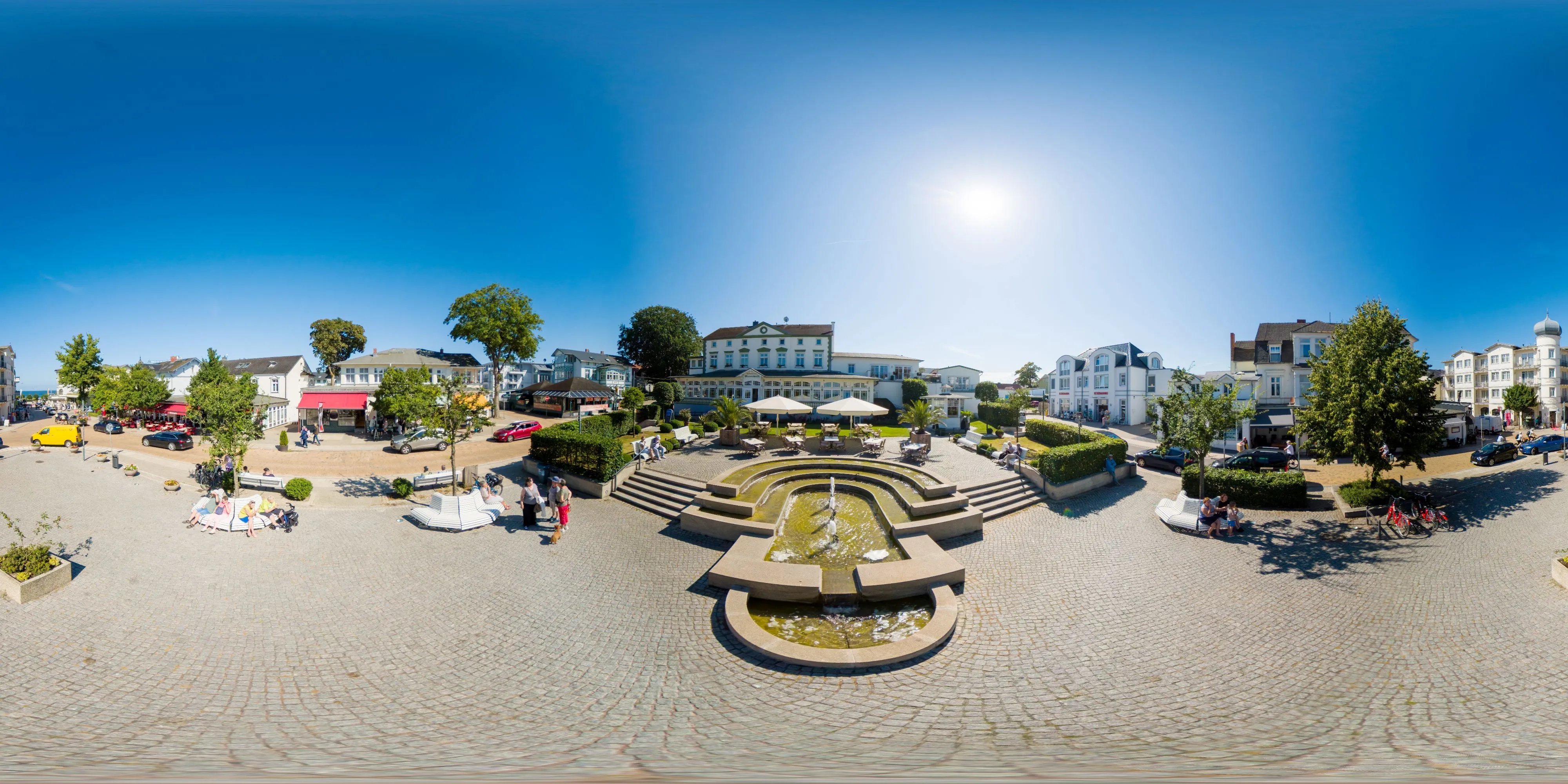 360° Panorama Ansicht: Kaiserbad Ahlbeck - Seestraße - Hotel Meereswelle