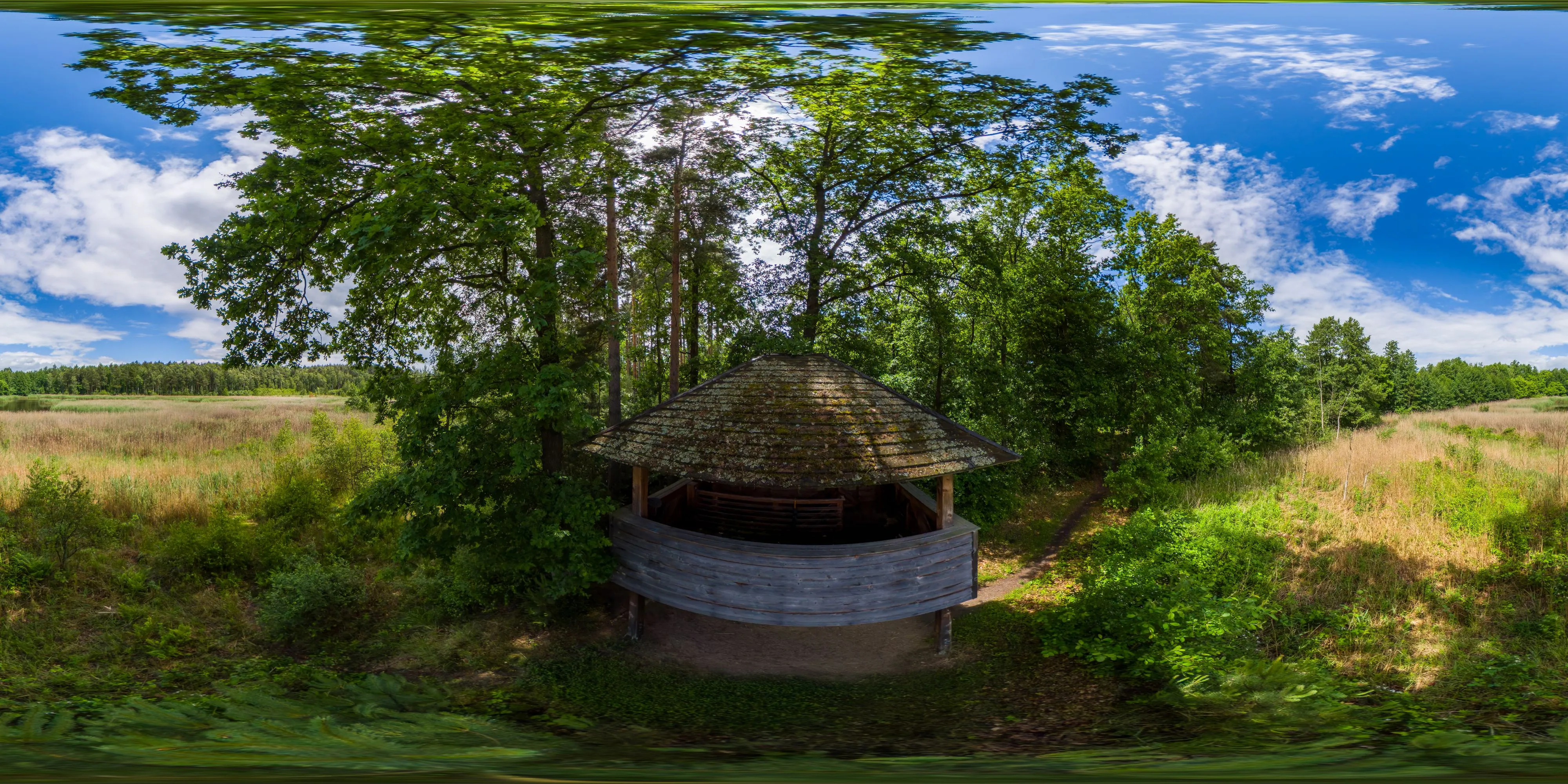 360° Panorama Ansicht: Aussichtsturm am Biberpfad bei Laußnitz