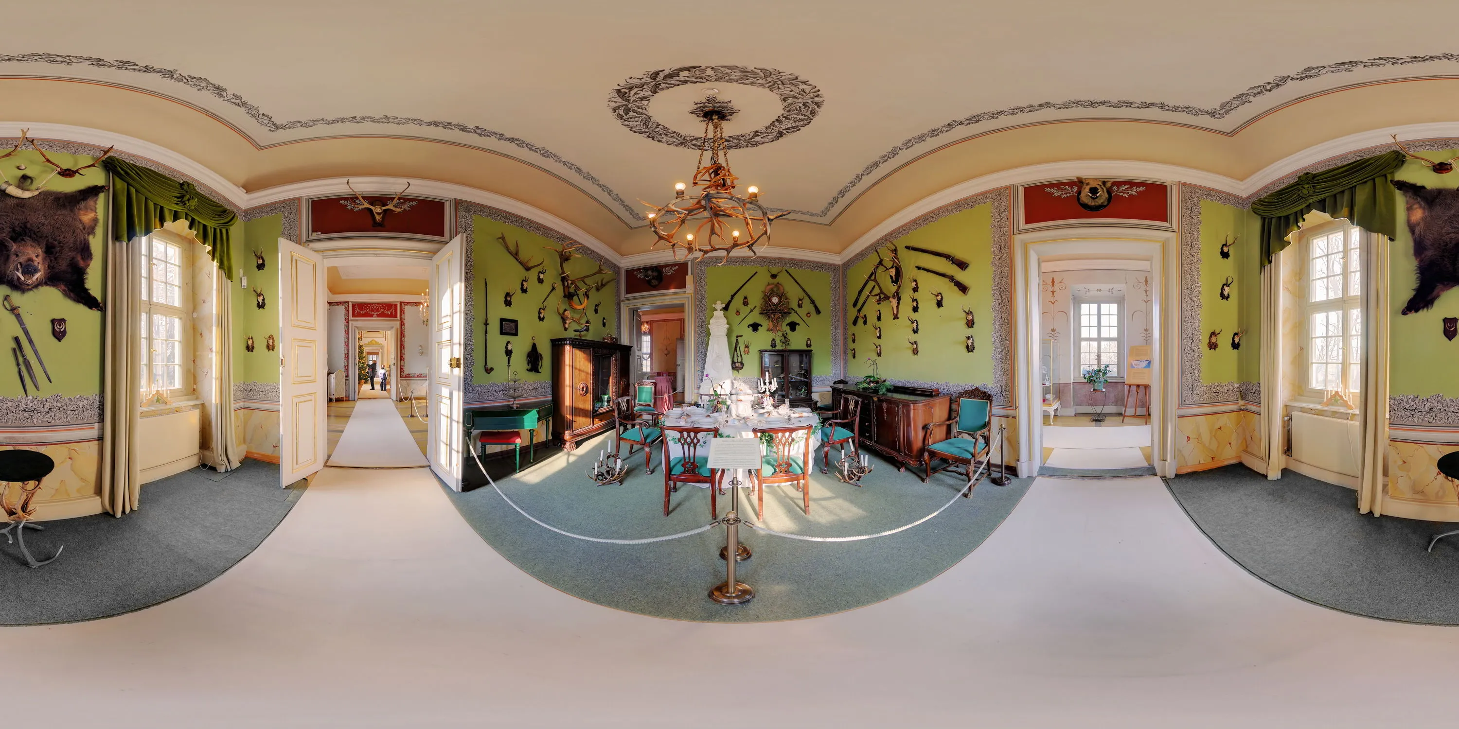 360 Grad Panorama Ansicht: Jagdzimmer in Barockschloß Rammenau