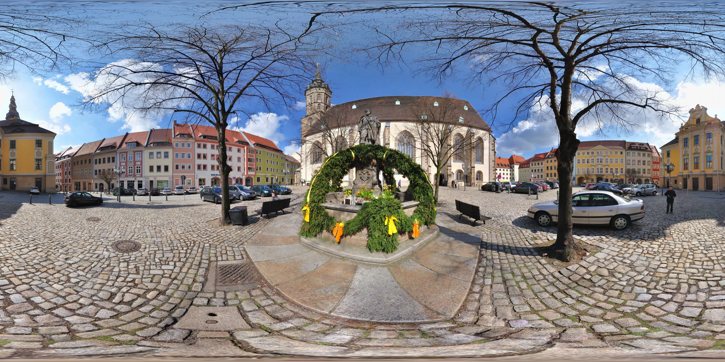 360 Grad Panorama Ansicht: 6. Bautzener Osterbrunnen in Ostern 2010