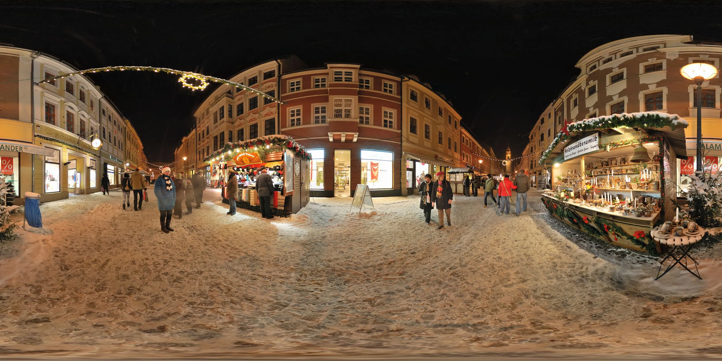 360 Grad Panorama Ansicht: Bautzener Wenzelmarkt Reichenstraße in Winter 09/10