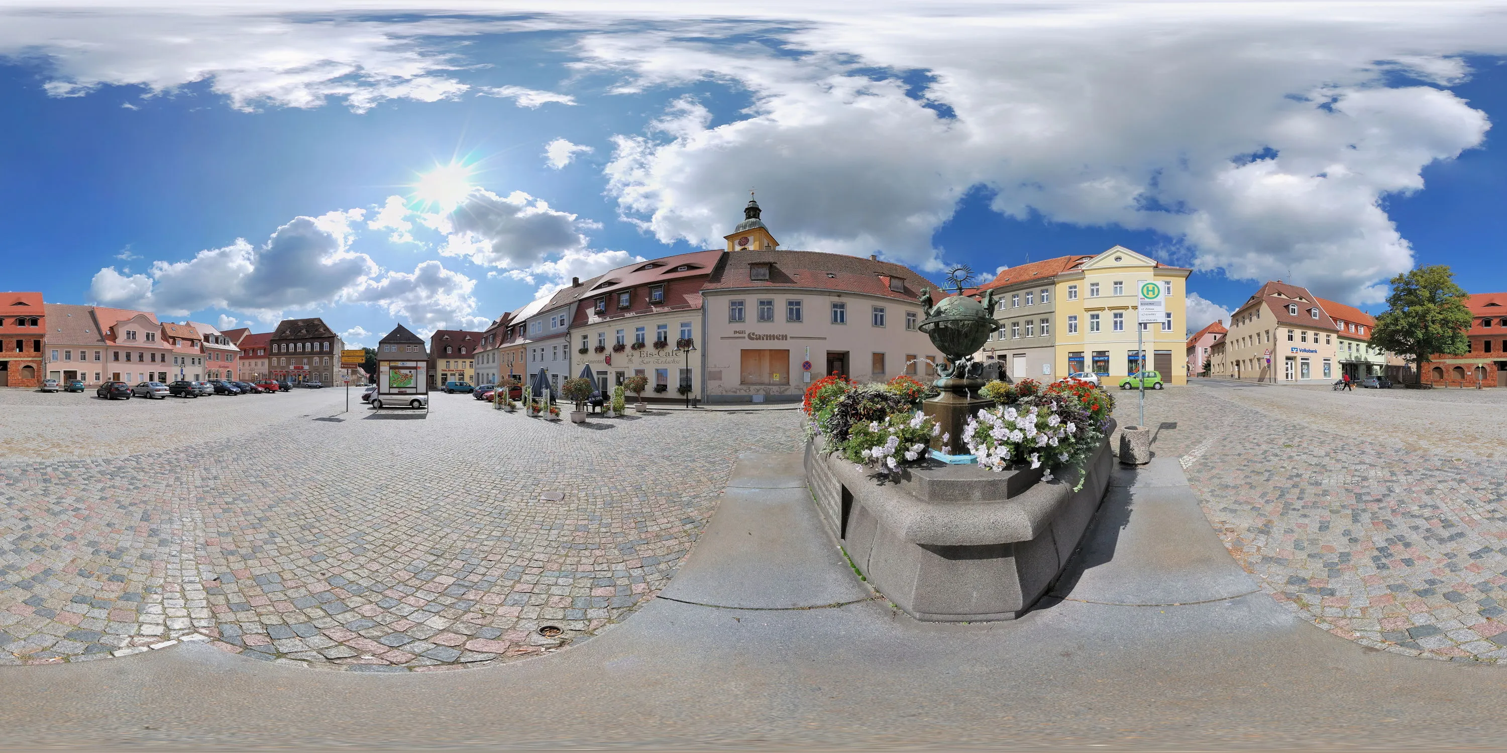 360 Grad Panorama Ansicht: Bernstadt Marktplatz in Oberlausitz