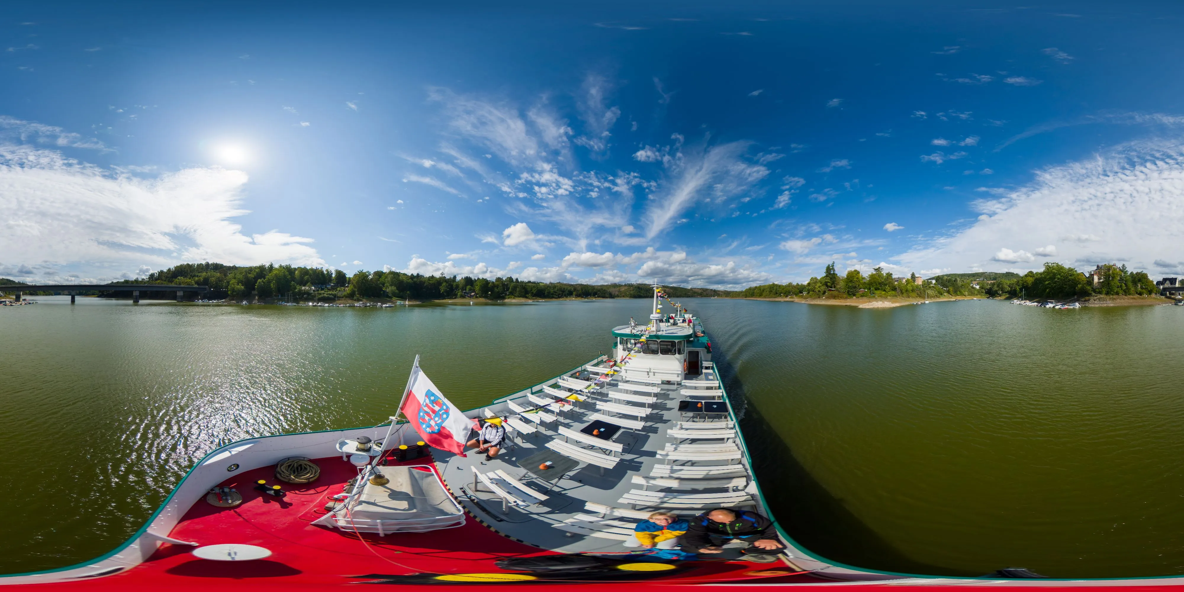 360 Grad Panorama Ansicht: mit der MS Gera auf der Bleilochtalsperre in Thüringen
