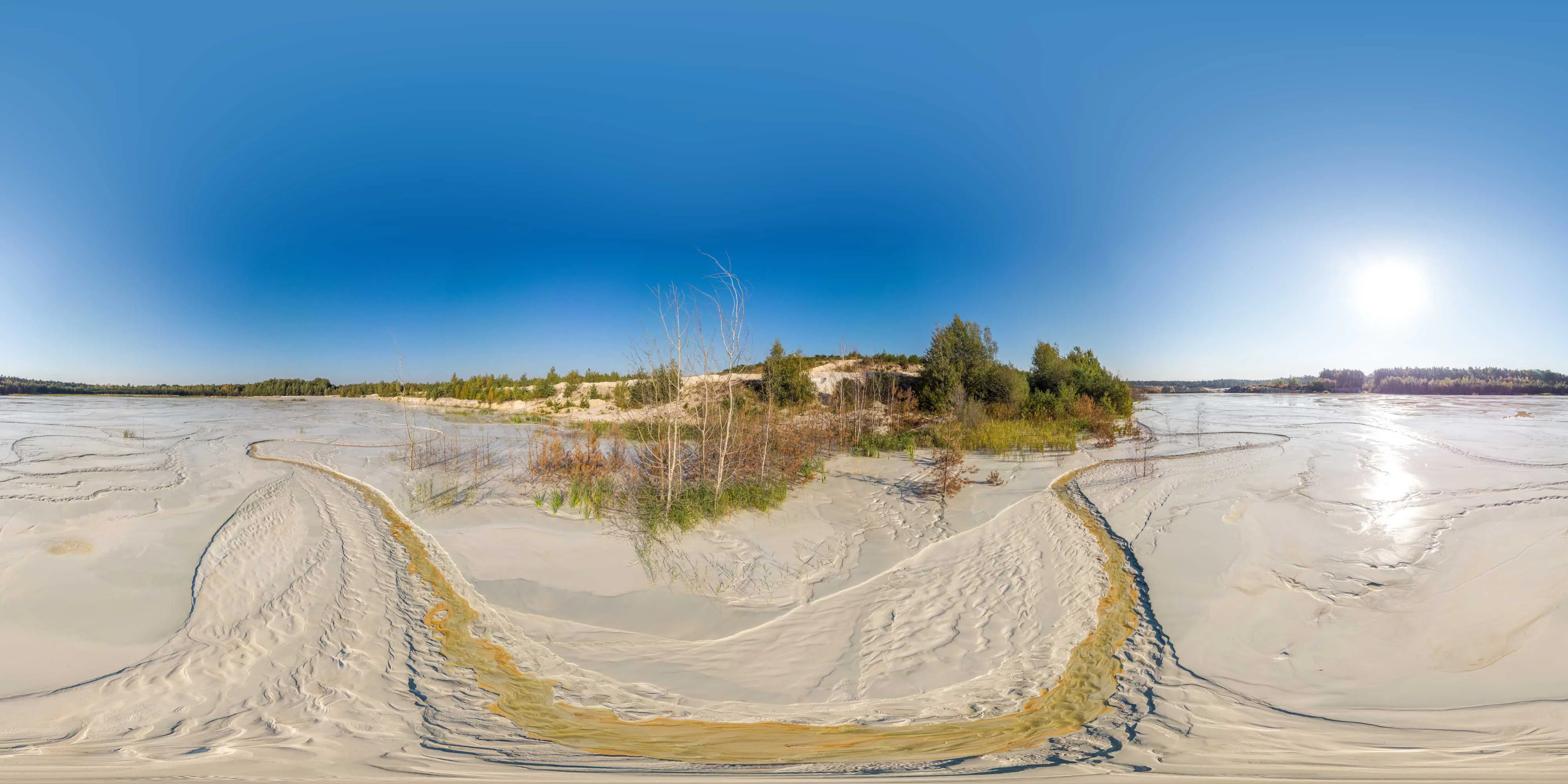 360 Grad Panorama Ansicht: Kaolinwerk Caminau - Schlammsee in Oberlausitz