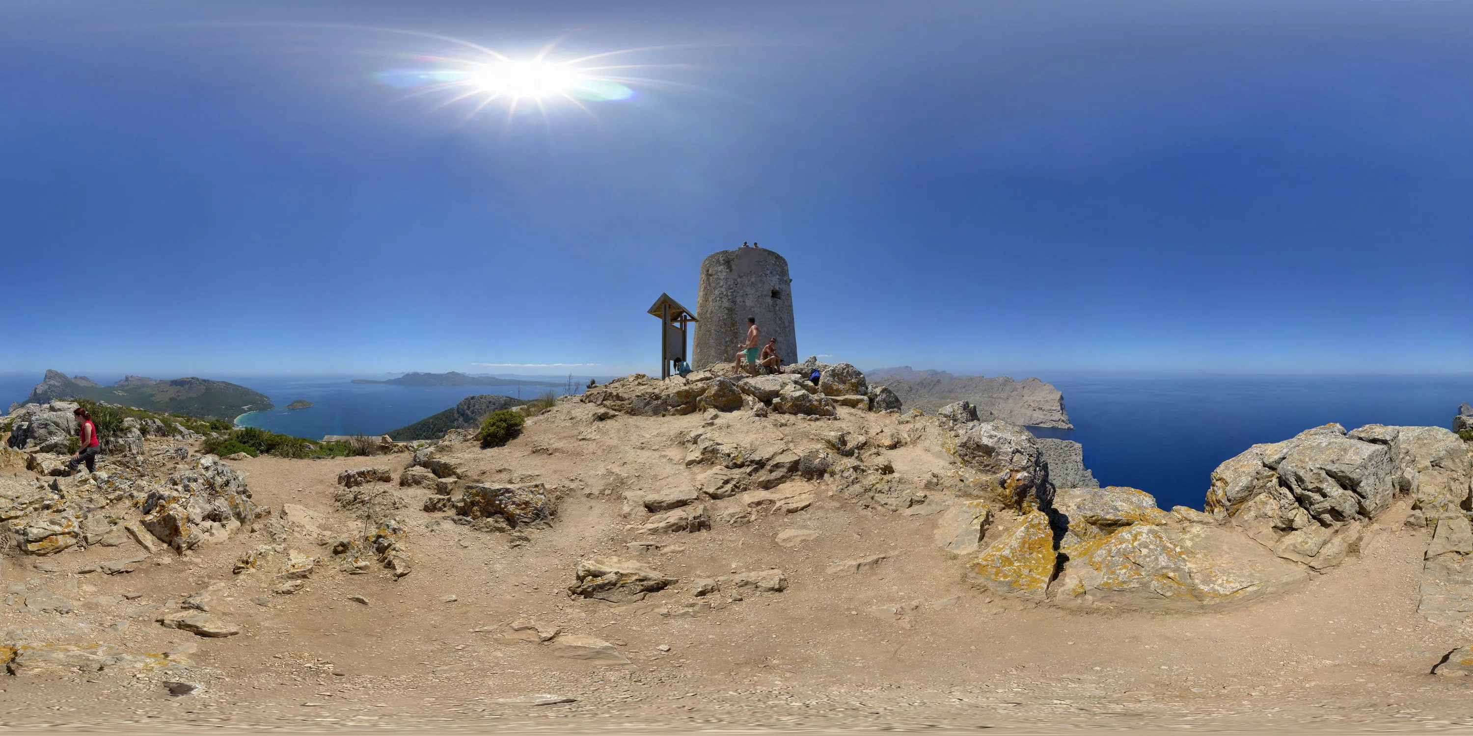 360 Grad Panorama Ansicht: Cap Formentor - Ruin at Talayot de Almallutx in Mallorca