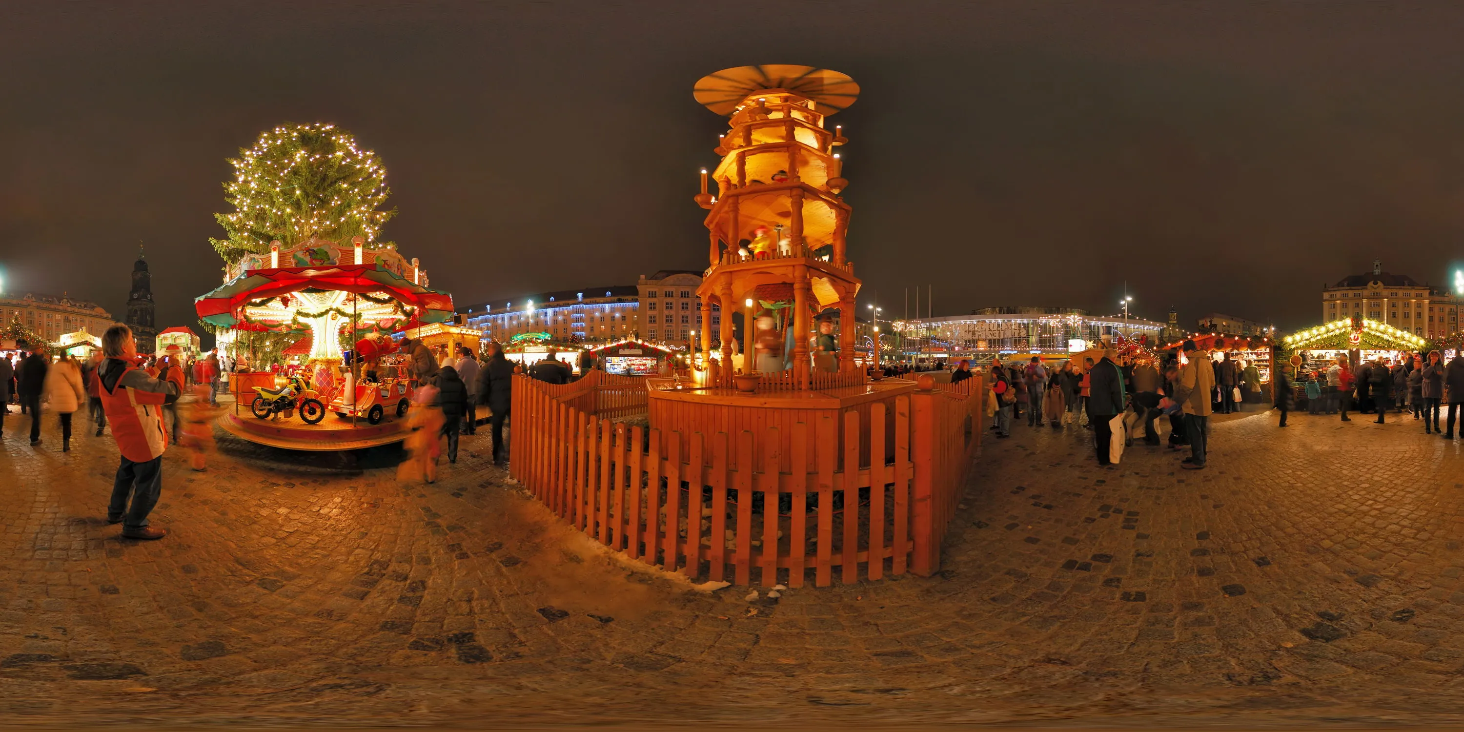 360 Grad Panorama Ansicht: 574. Striezelmarkt in Winter 2008/2009
