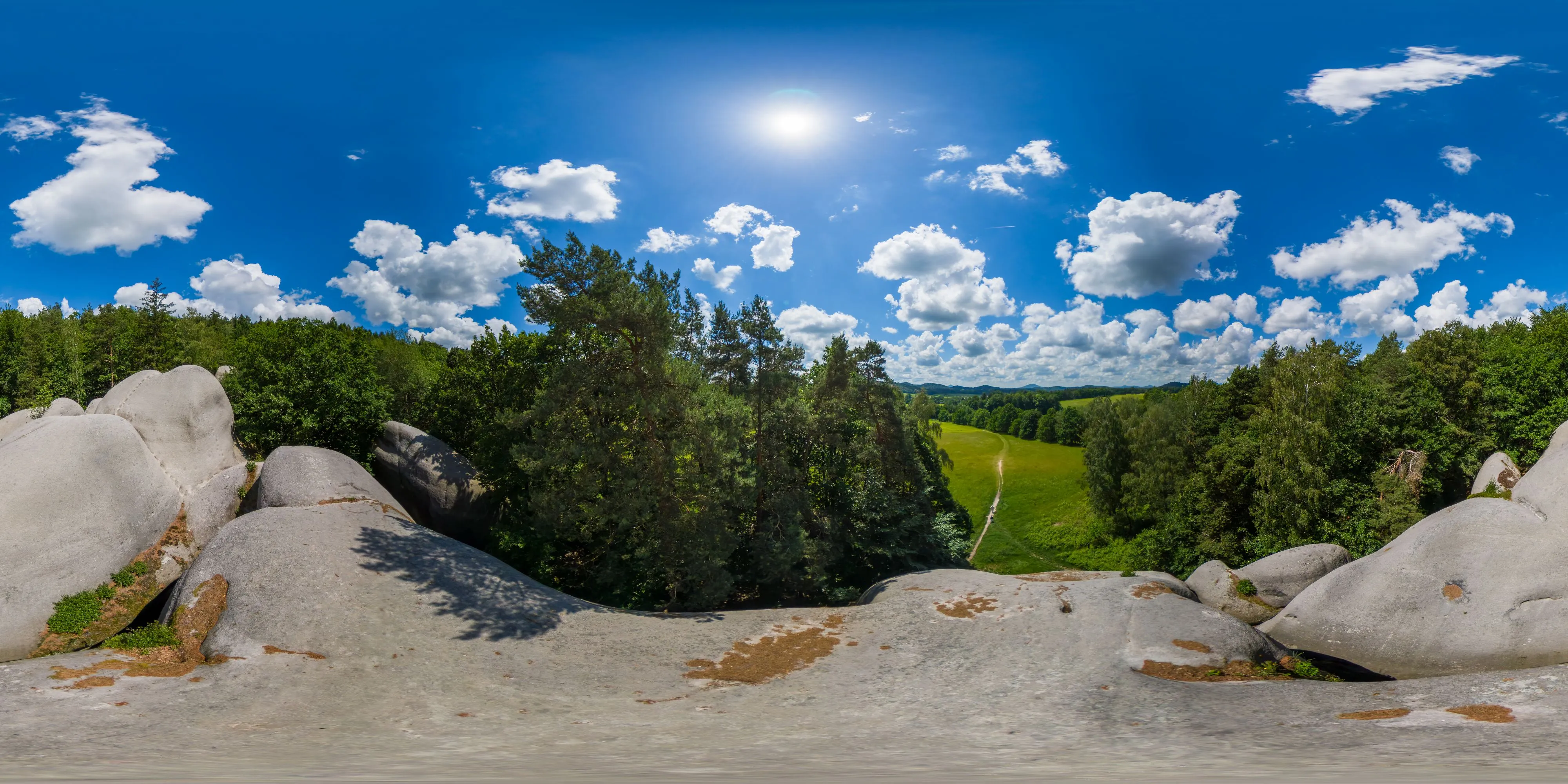 360 Grad Panorama Ansicht: auf den Elefantensteine - Bílé kameny in Tschechien
