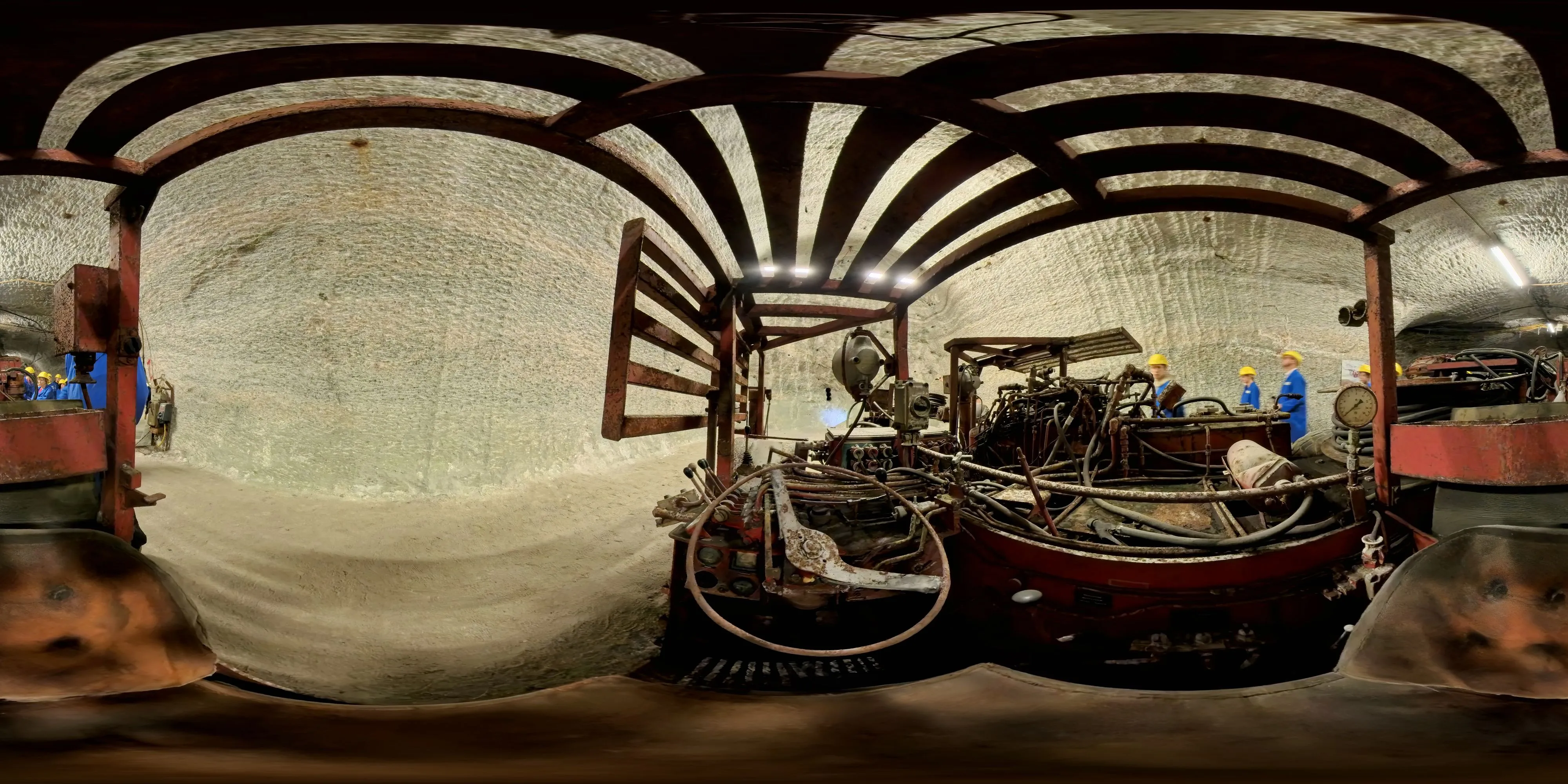 360 Grad Panorama Ansicht: Sprenglochbohrmaschine in Erlebnisbergwerk Sondershausen