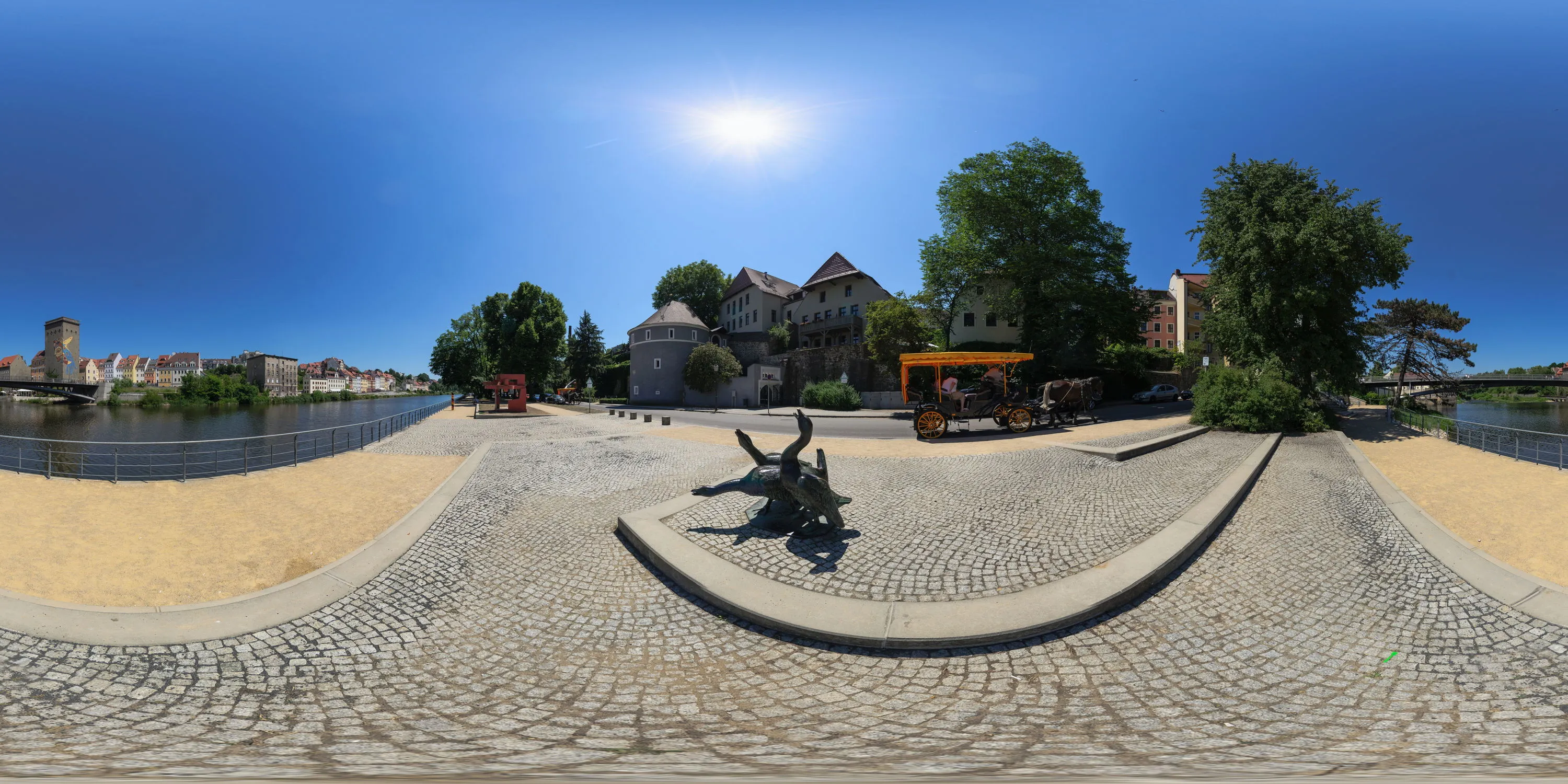 360 Grad Panorama Ansicht: Uferstraße - am Neißeufer in Görlitz