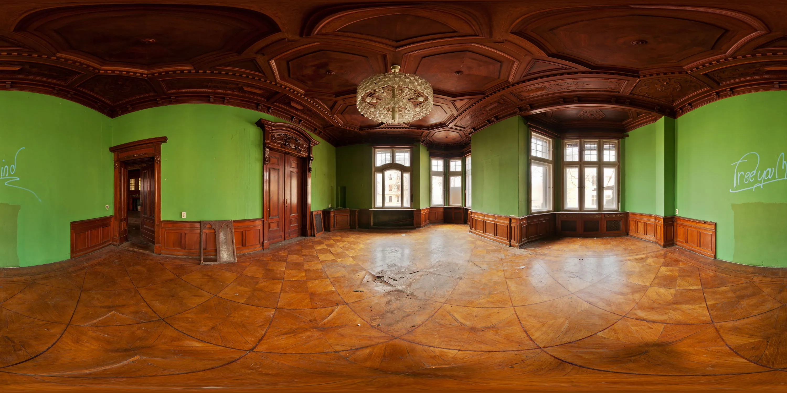360 Grad Panorama Ansicht: Villa "Gstraße" - Bibliothek in Görlitz
