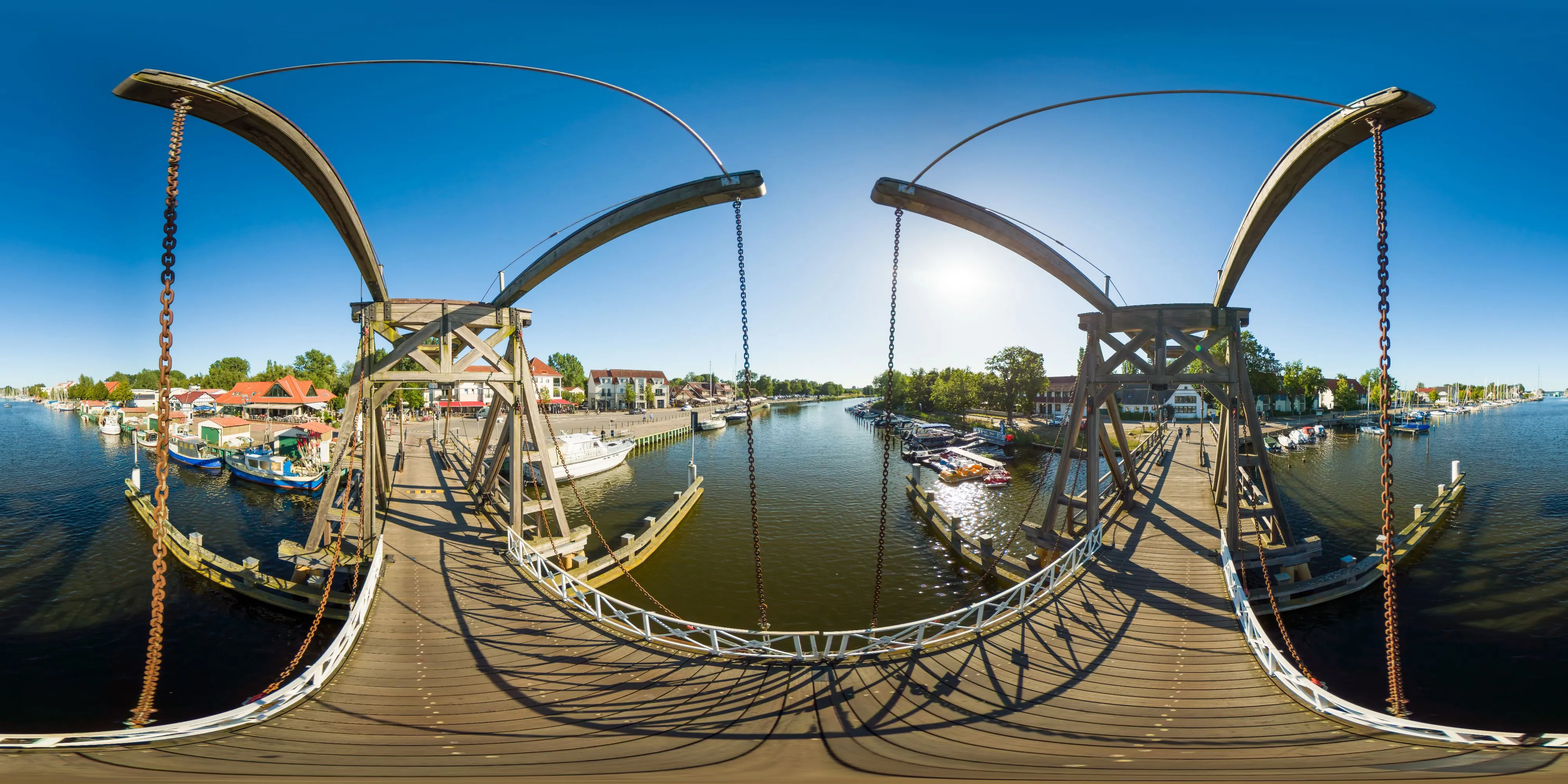 360° Panorama Ansicht: Greifswald - Wiecker Klappbrücke