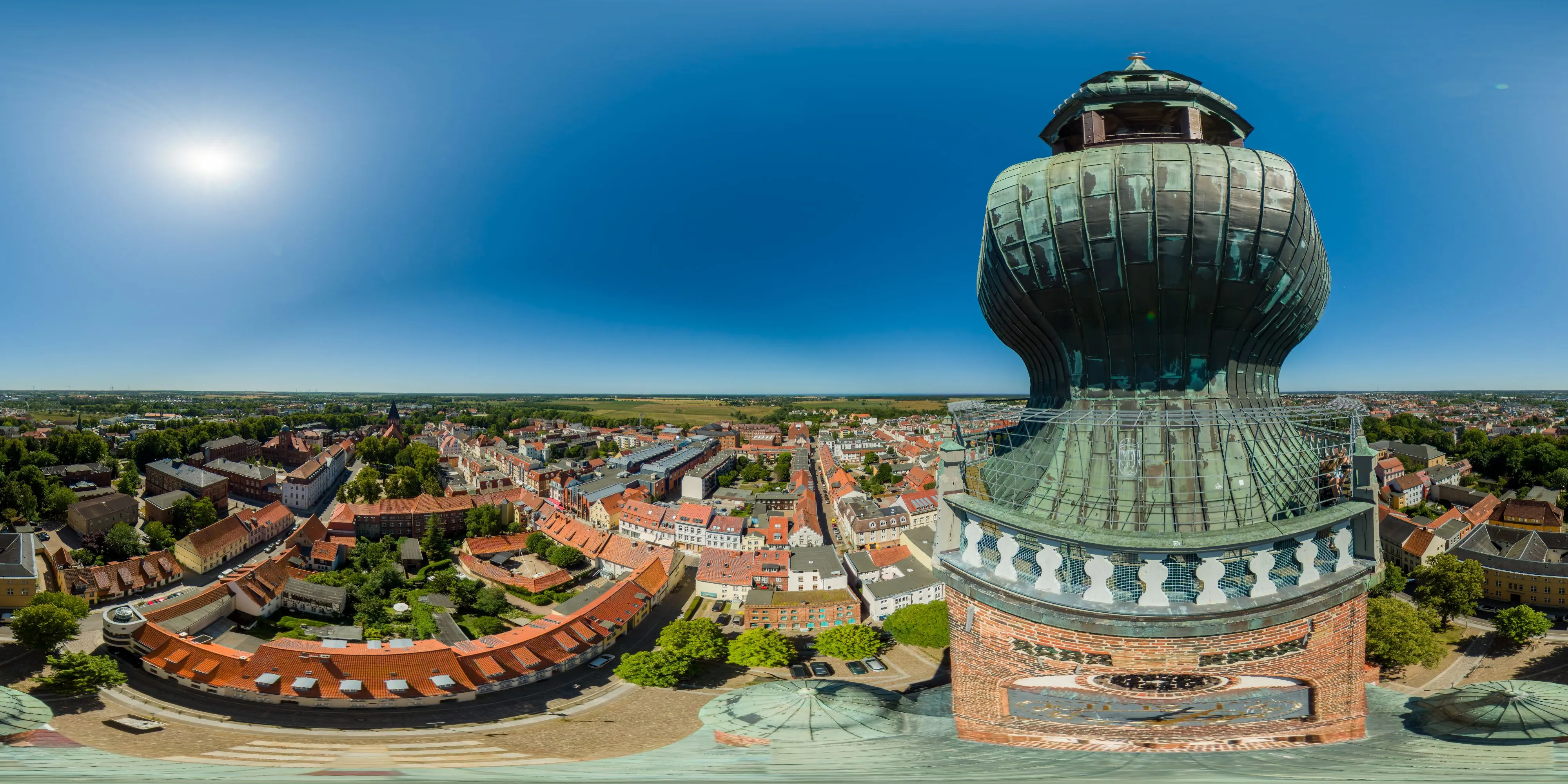360° Panorama Ansicht: Greifswald - Dom St. Nikolai - Aussicht vom Turm