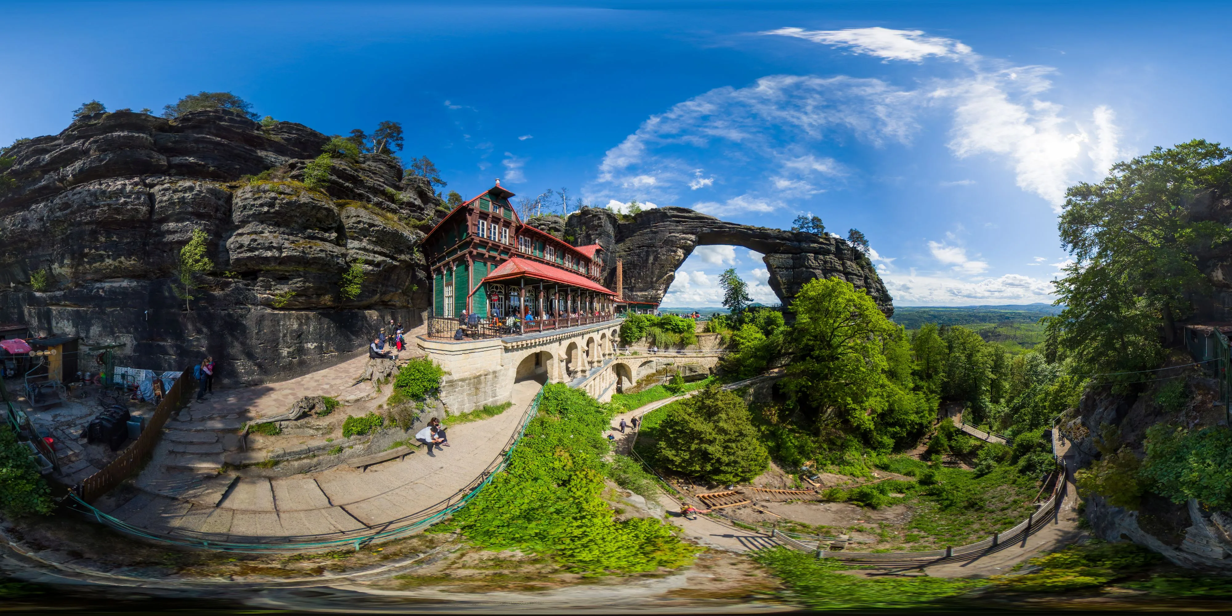 360 Grad Panorama Ansicht: Großes Prebischtor in Naturschutzgebiet Prebischtor