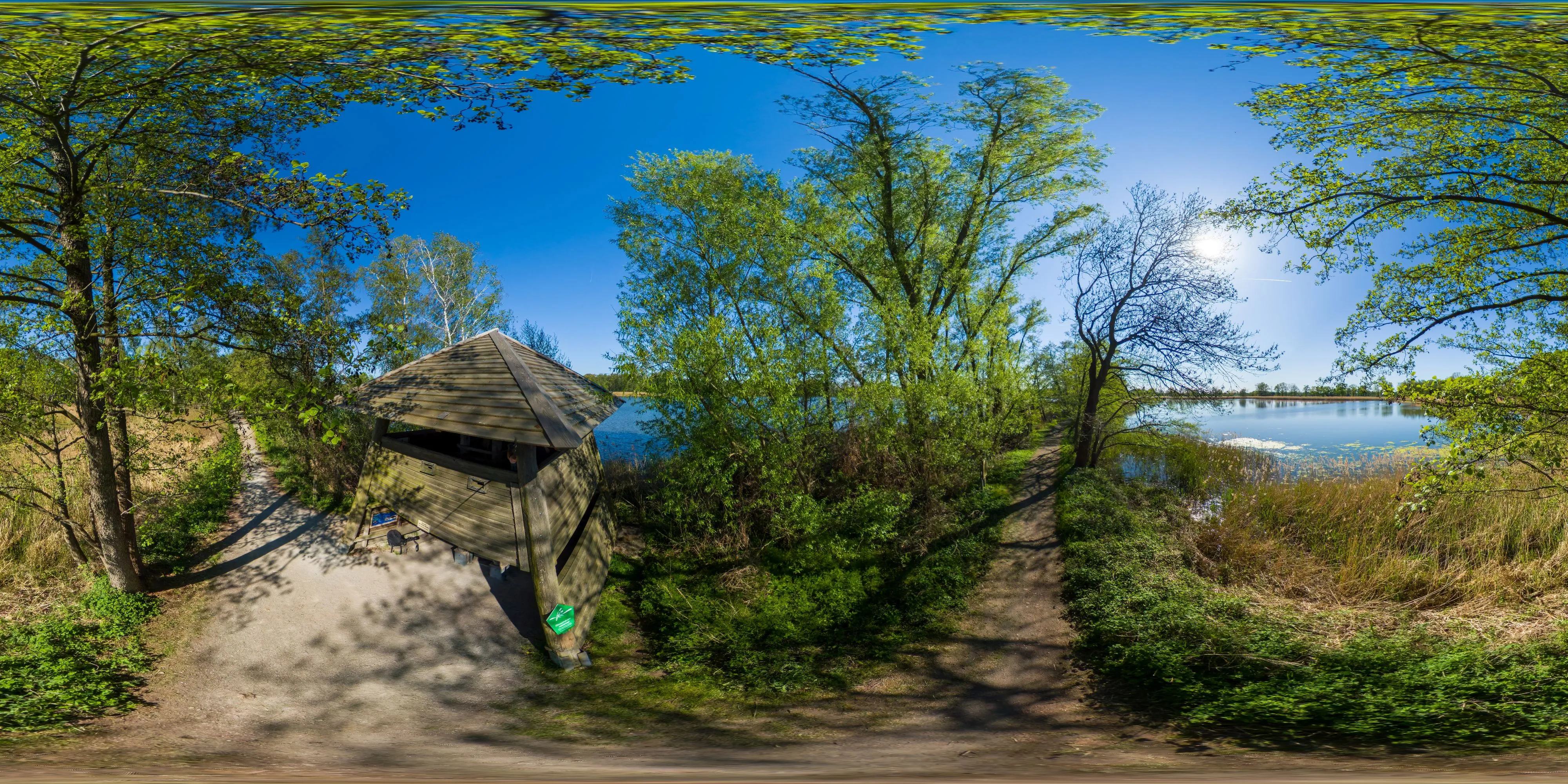 360 Grad Panorama Ansicht: Biosphärenreservat Guttau - Beobachtungsturm am Großteich in Oberlausitz