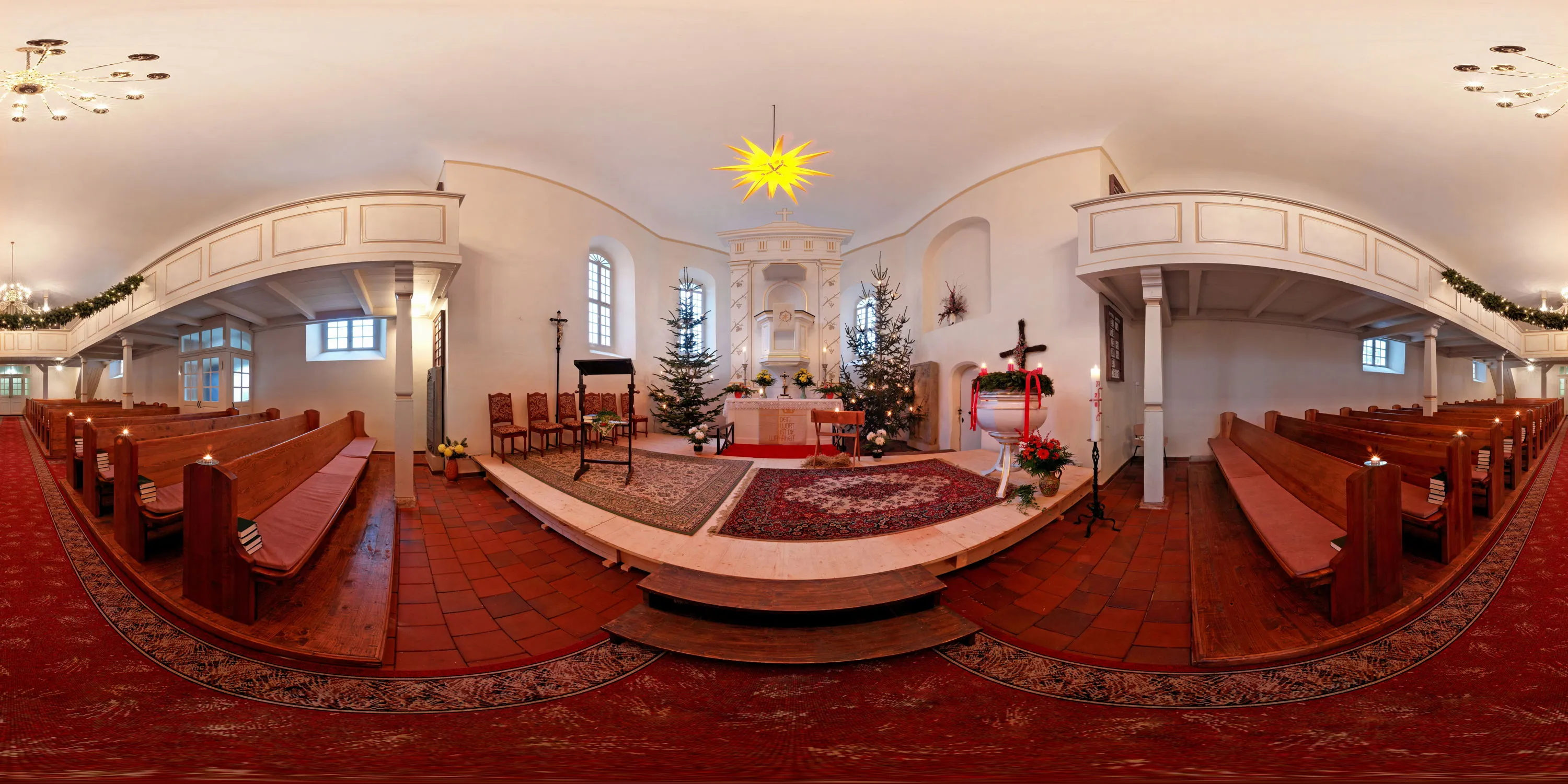 360 Grad Panorama Ansicht: Guttauer Kirche in Oberlausitzer Kirchen