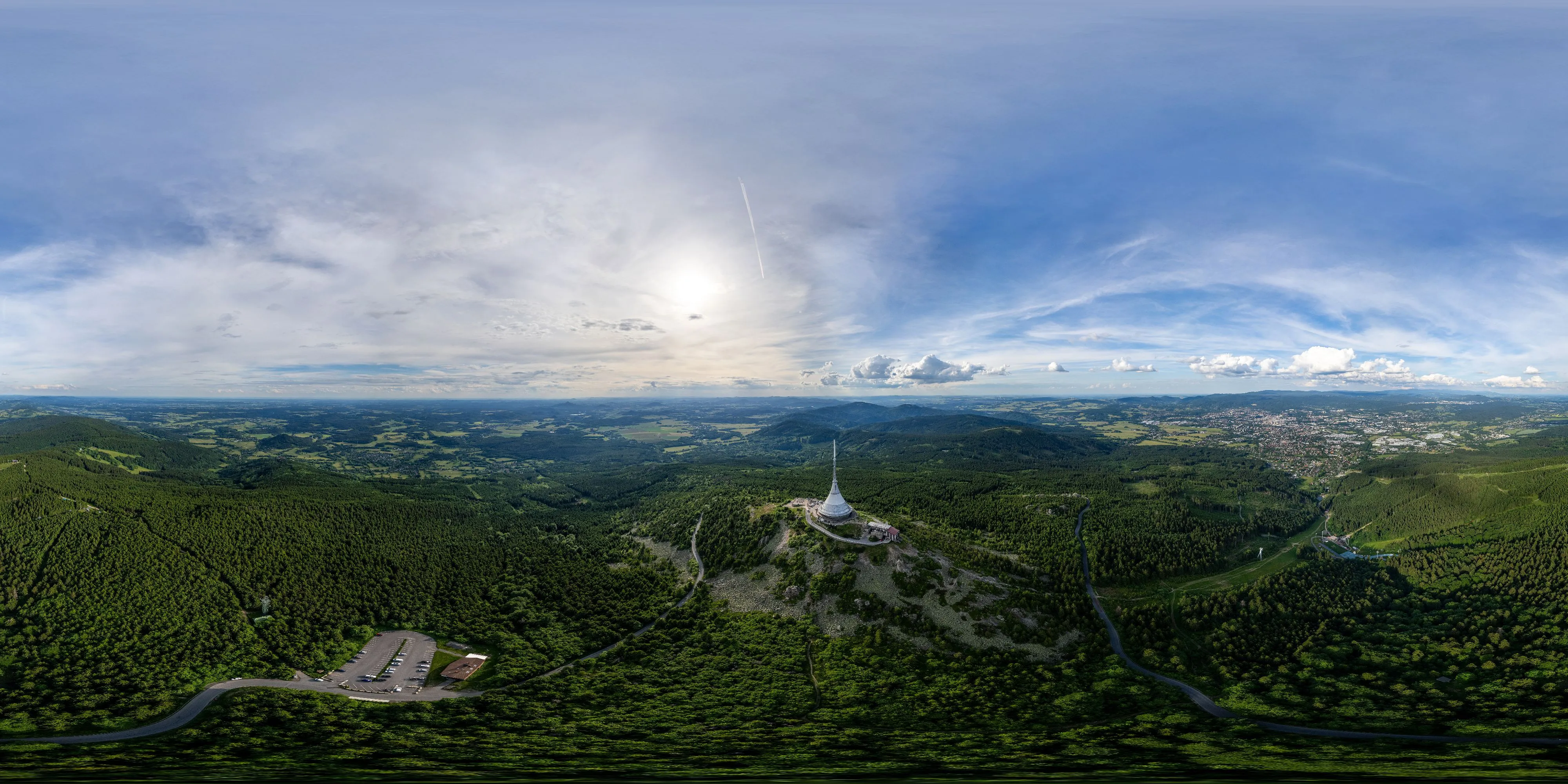 360 Grad Panorama Ansicht: Luftpanorama Jeschken in Tschechien