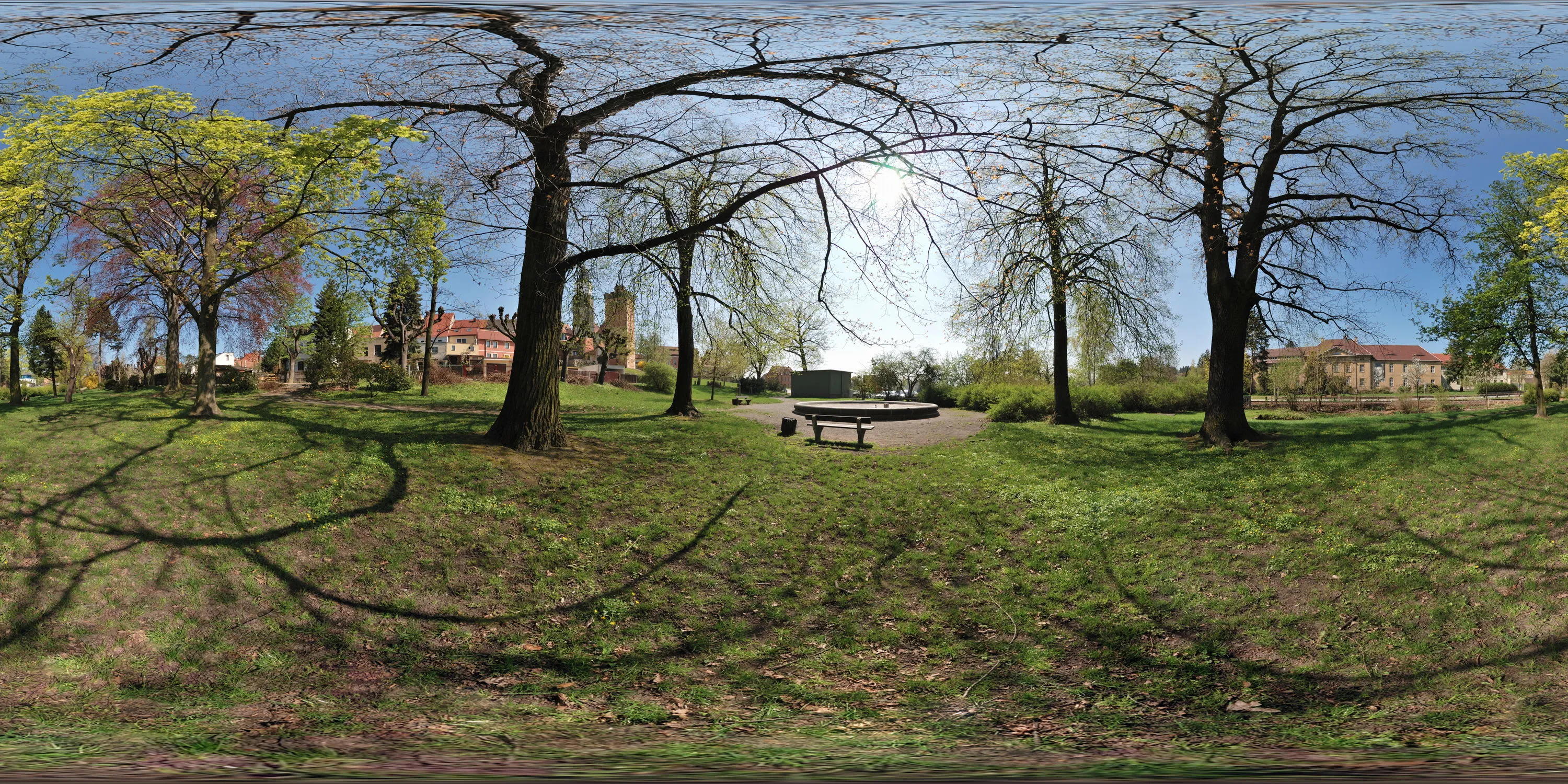 360 Grad Panorama Ansicht: Schillerpromenade mit Brunnen in Kamenz