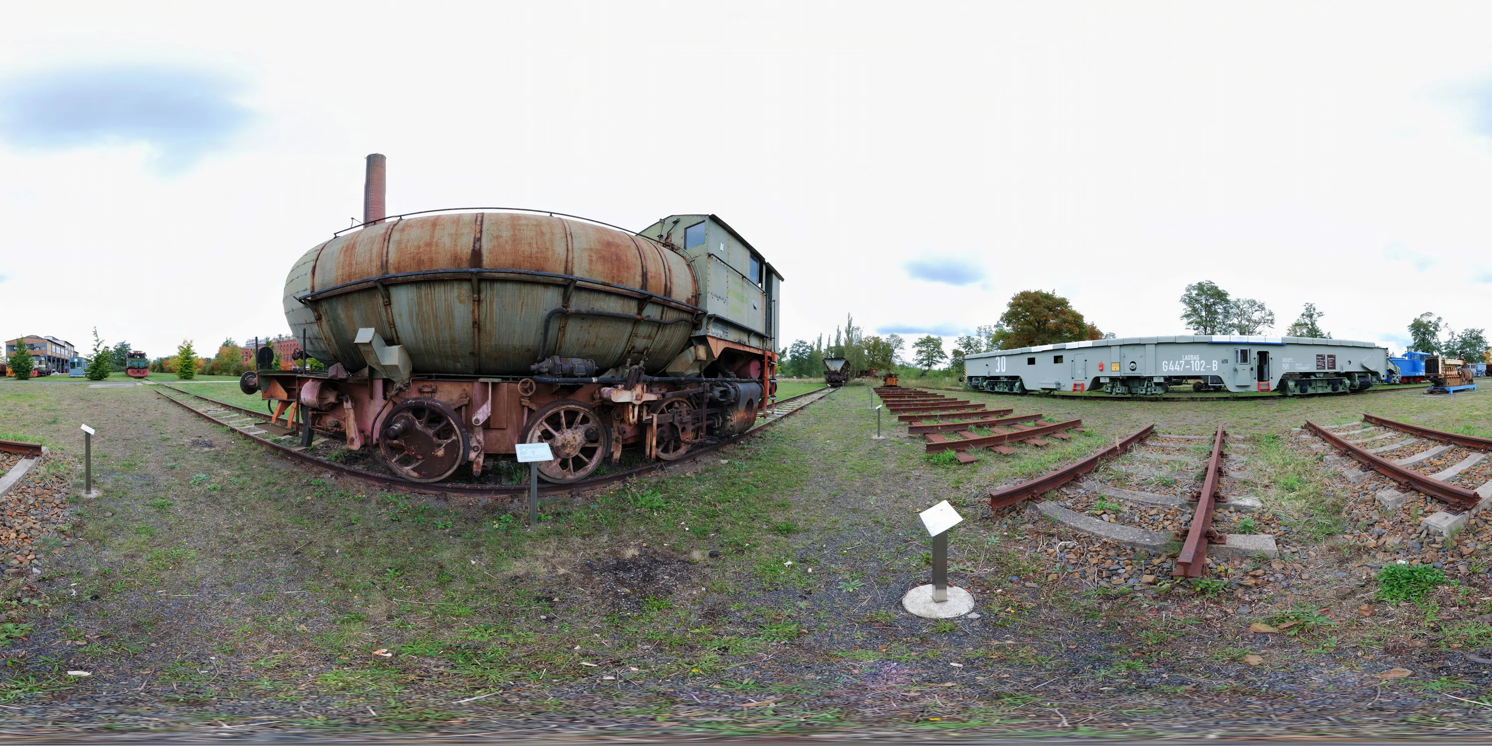 360 Grad Panorama Ansicht: Feuerlose Hochdruck-Speicher-Lok in Energiefabrik Knappenrode
