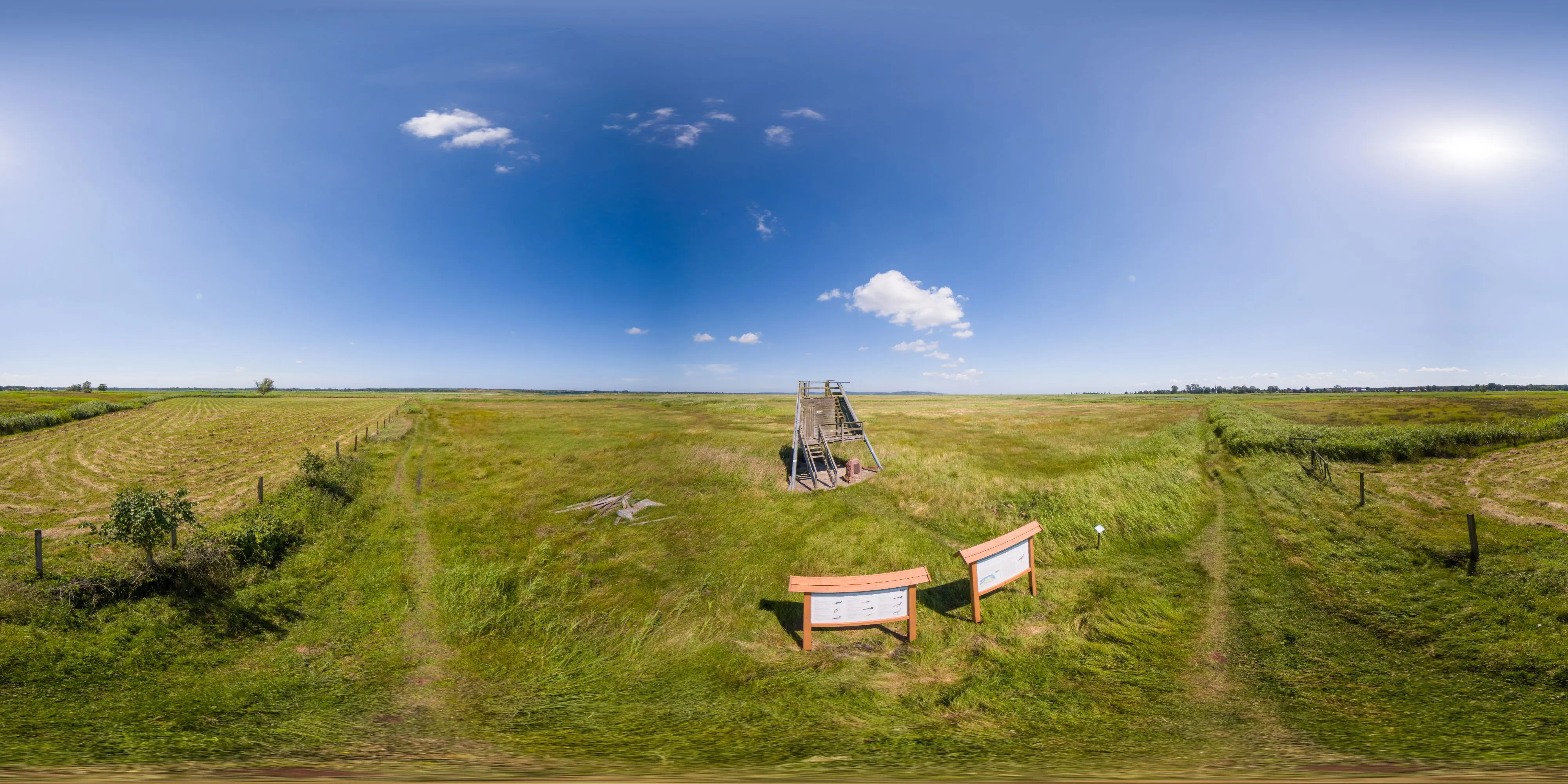 360° Panorama Ansicht: Vogelschutzgebiet Karsiborska Kepa - Kaseburger Hutung - ehem. Beobachtungsturm