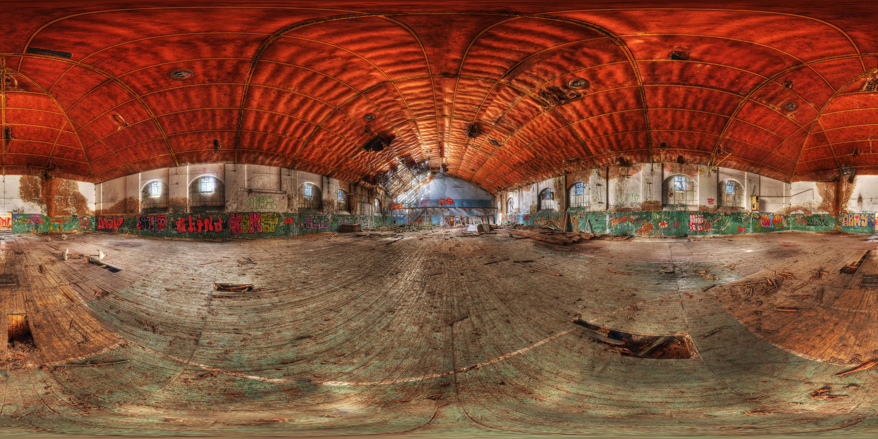 360 Grad Panorama Ansicht: Sporthalle in Kaserne Dresden-Übigau
