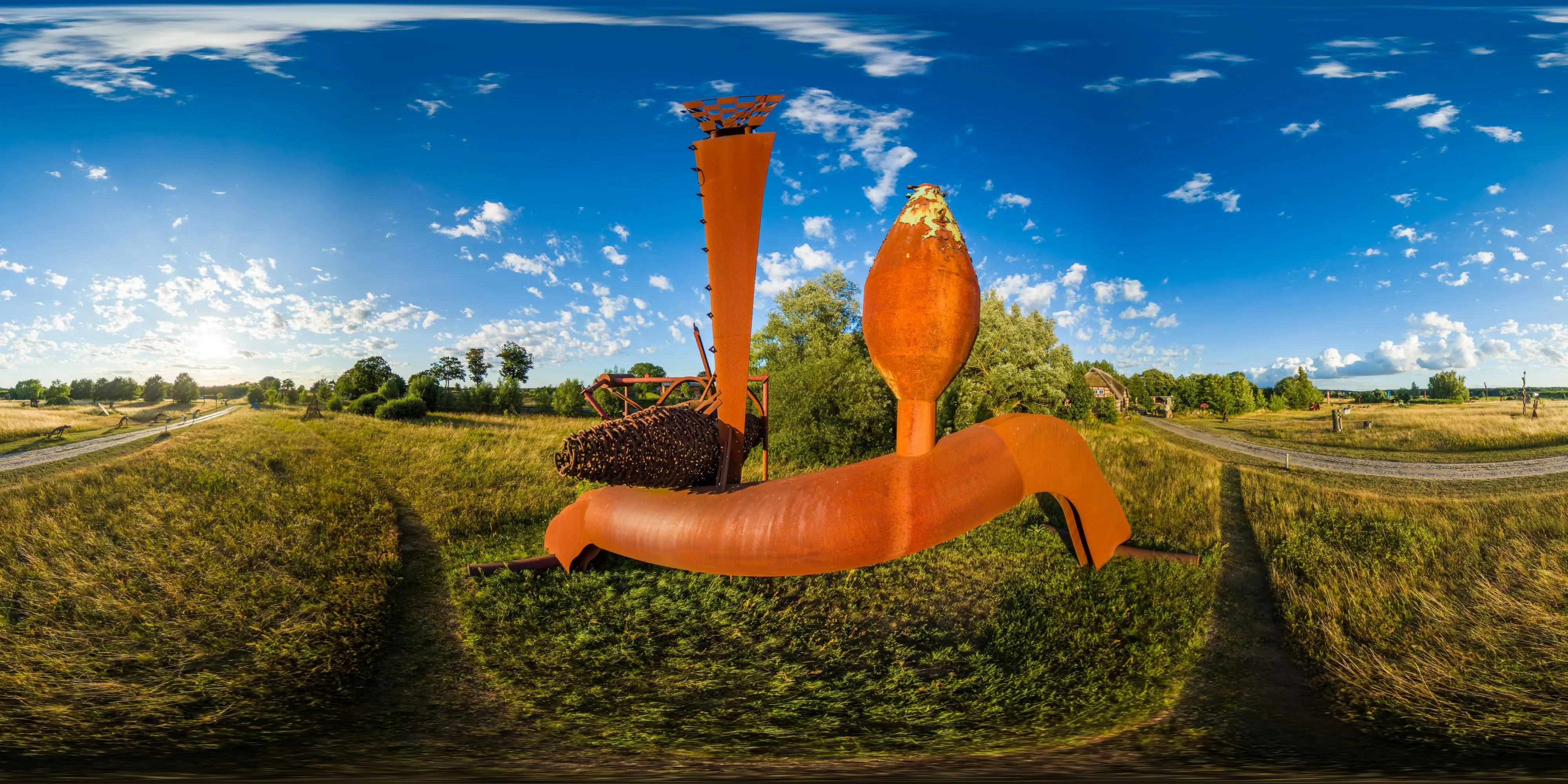 360° Panorama Ansicht: Katzow - Skulpturenpark - Gemeinschaftsskulptur - Don Quichotte