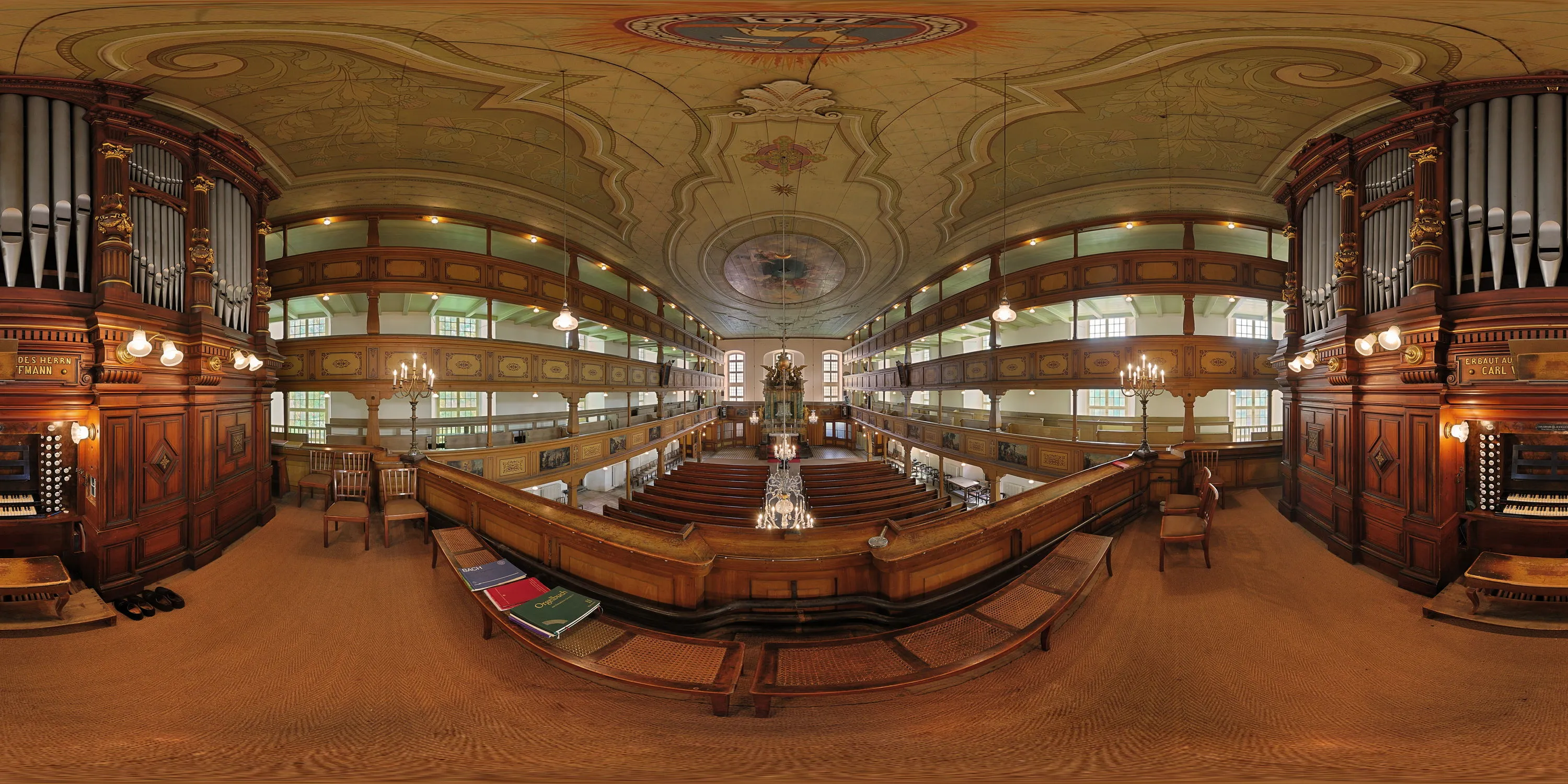 360 Grad Panorama Ansicht: Neugersdorfer Kirche - Orgelempore 2 in Oberlausitz