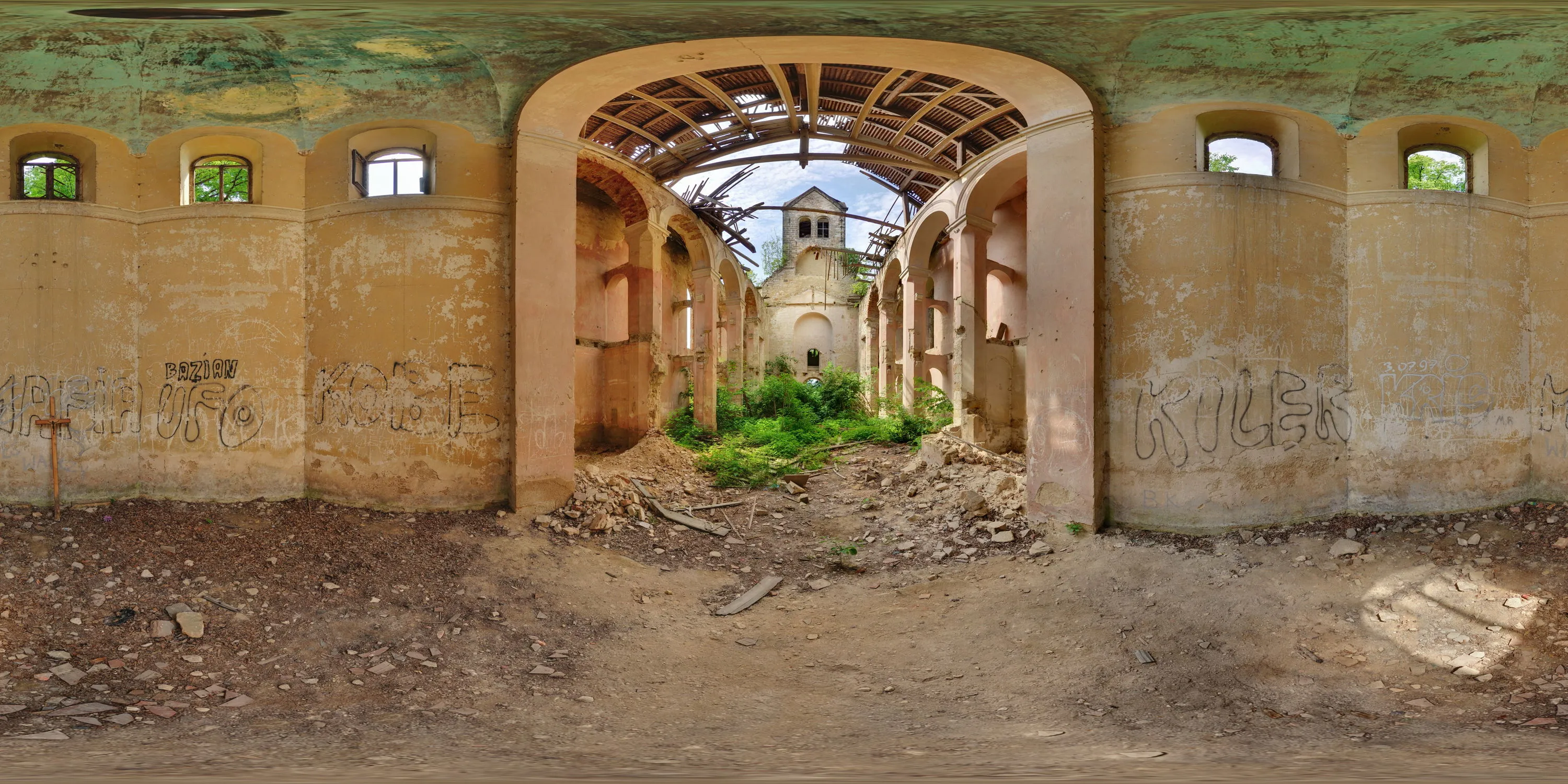 360 Grad Panorama Ansicht: Kirche Stare Jaroszowice Innen in Polen