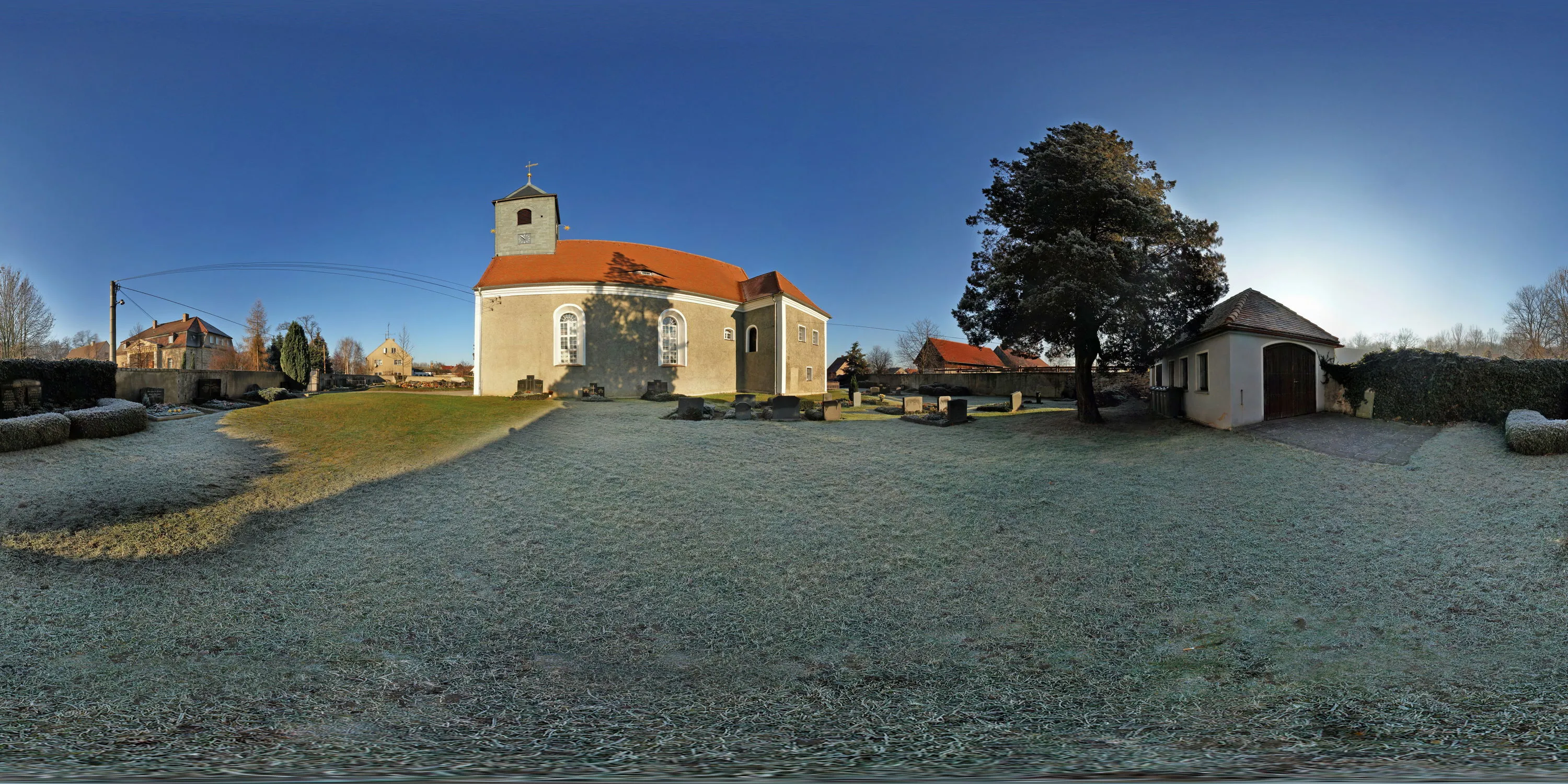 360 Grad Panorama Ansicht: Guttauer Kirche in Oberlausitzer Kirchen