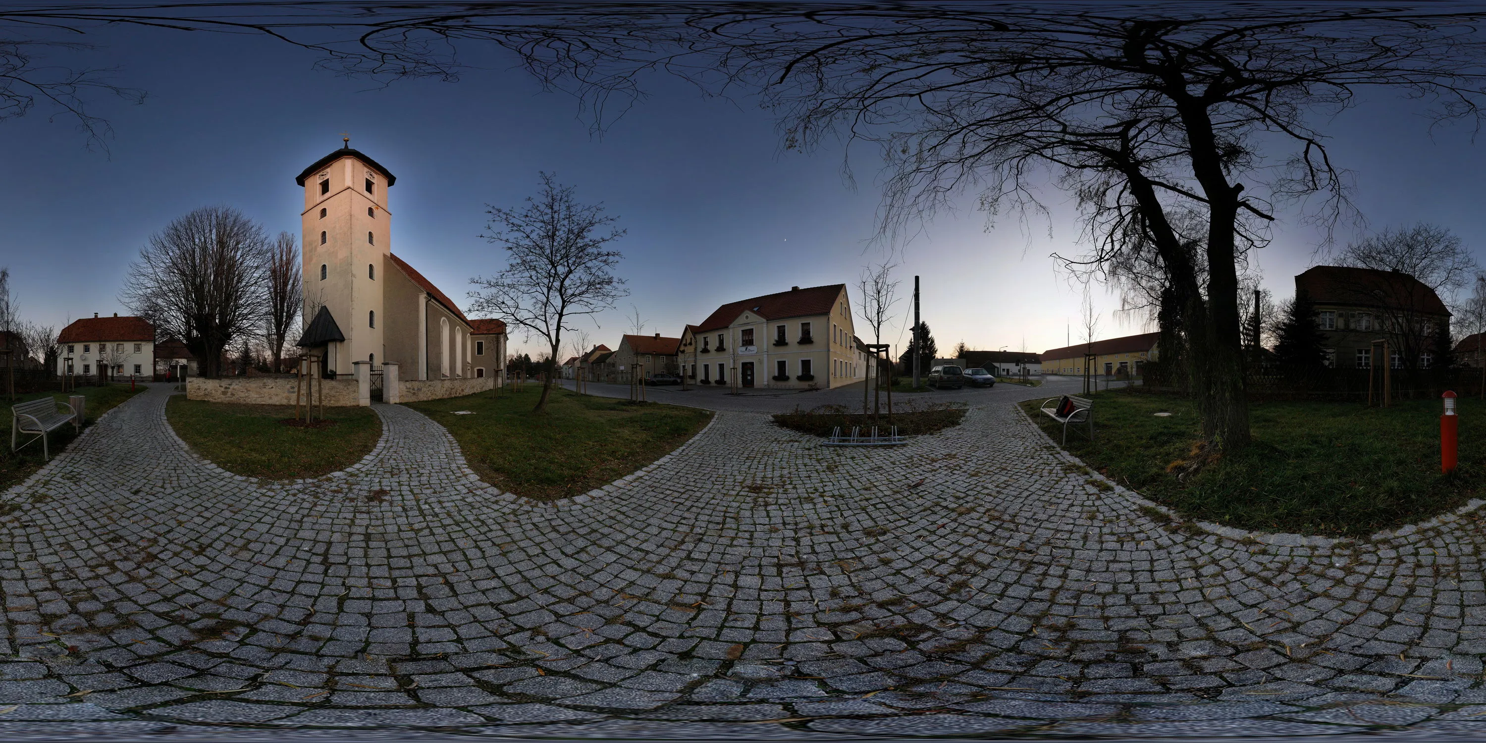 360 Grad Panorama Ansicht: Malschwitzer Kirche in Oberlausitzer Kirchen
