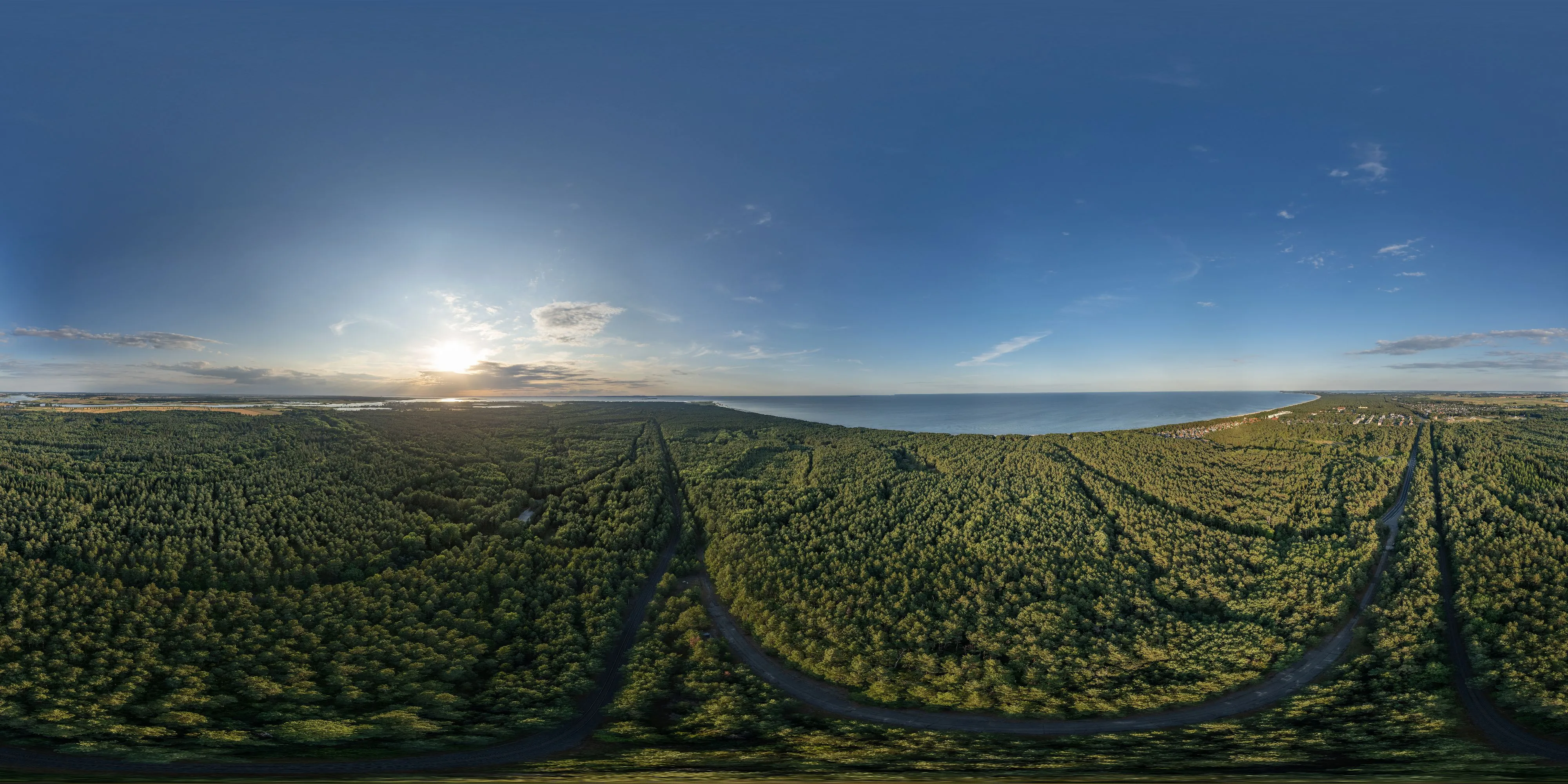 360 Grad Panorama Ansicht: Waldgebiet zwischen Karlshagen und Peenemünde in Usedom