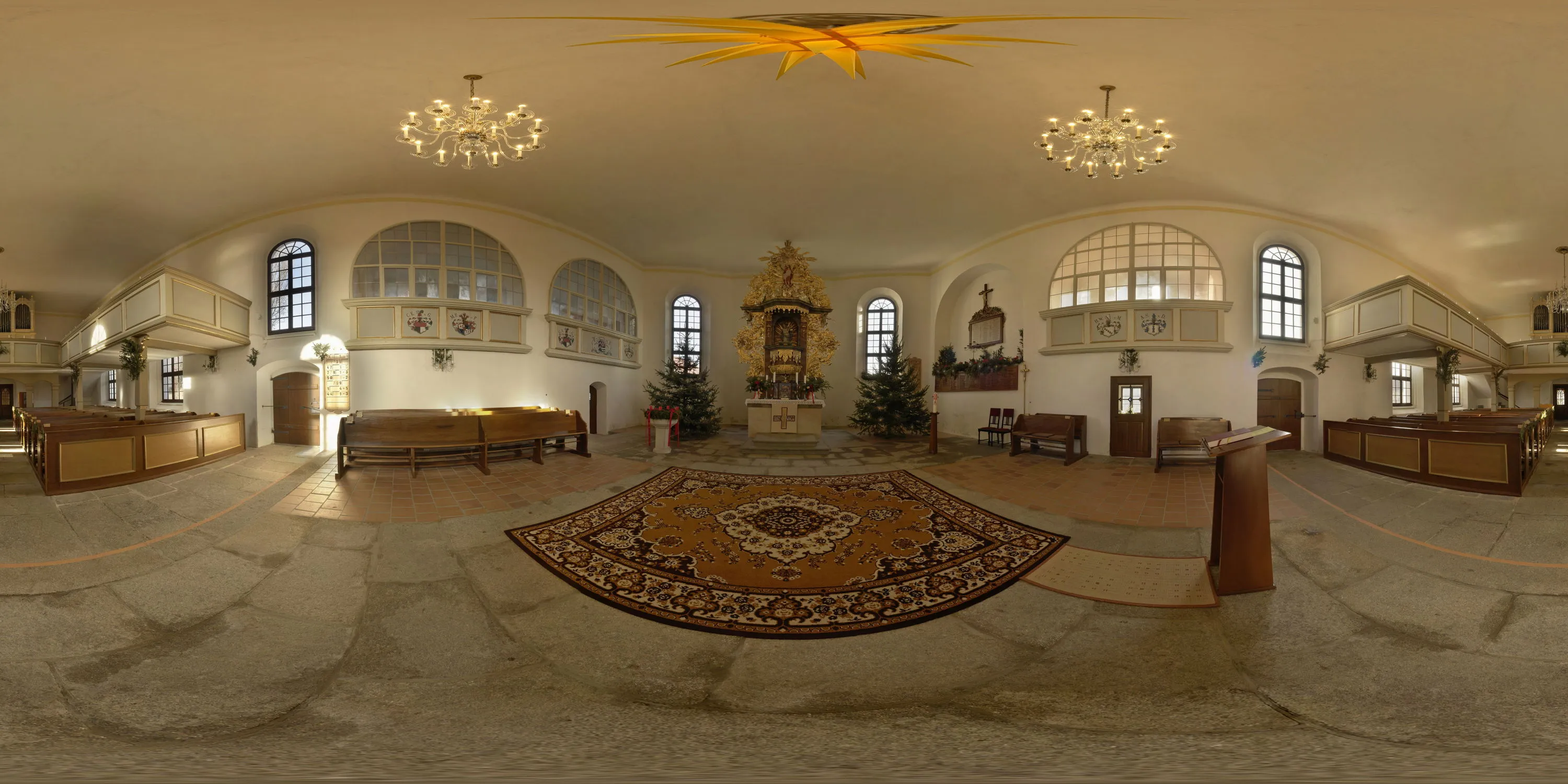 360 Grad Panorama Ansicht: Malschwitzer Kirche in Oberlausitzer Kirchen