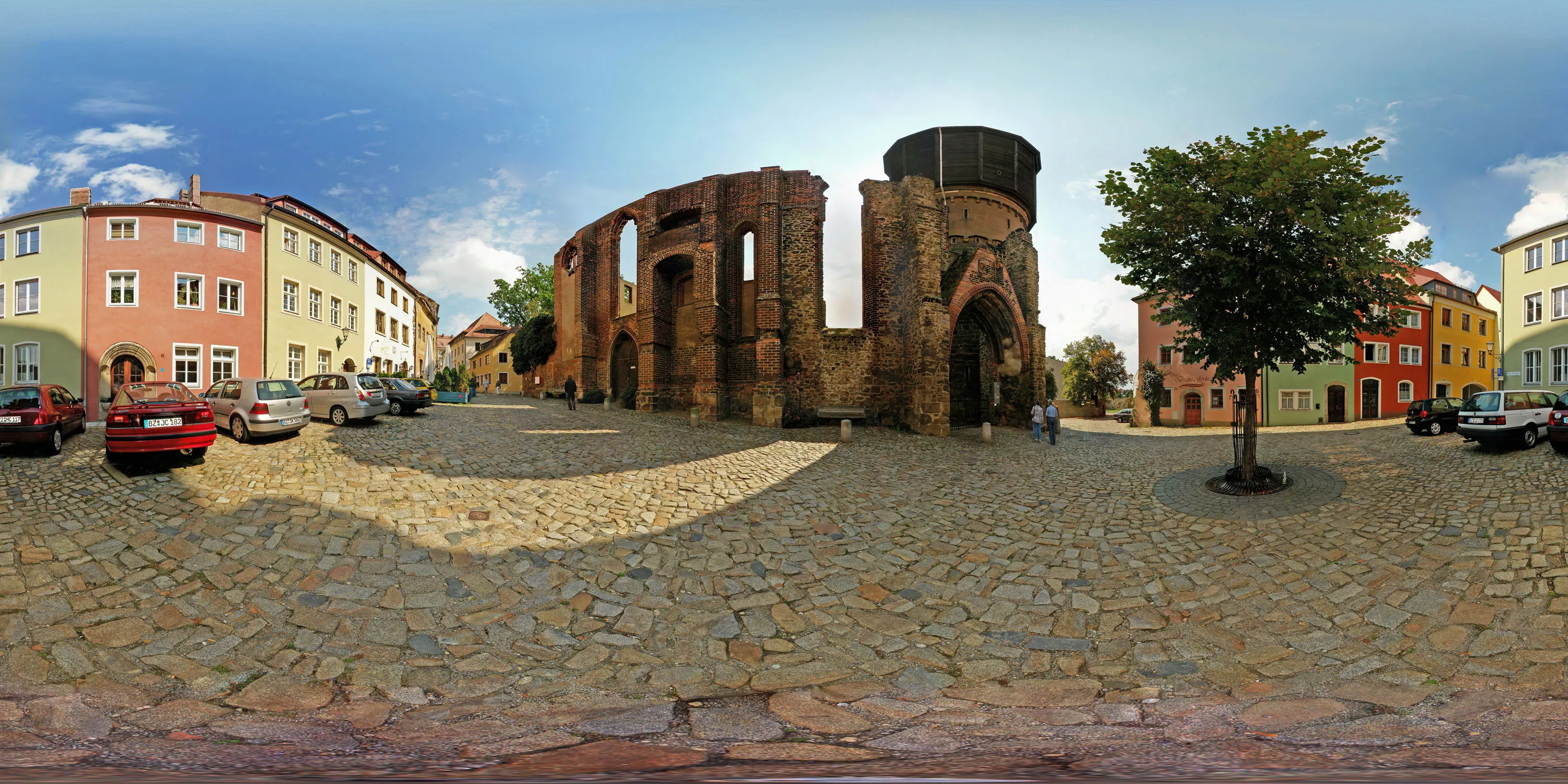 360 Grad Panorama Ansicht: Mönchsruine und Wasserturm in Sommer 06