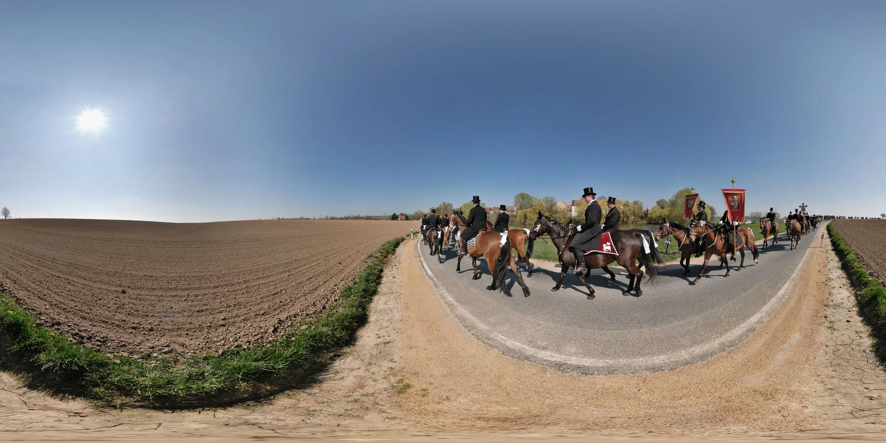 360 Grad Panorama Ansicht: Bautzener Osterreiter in Temritz in Ostern 2009