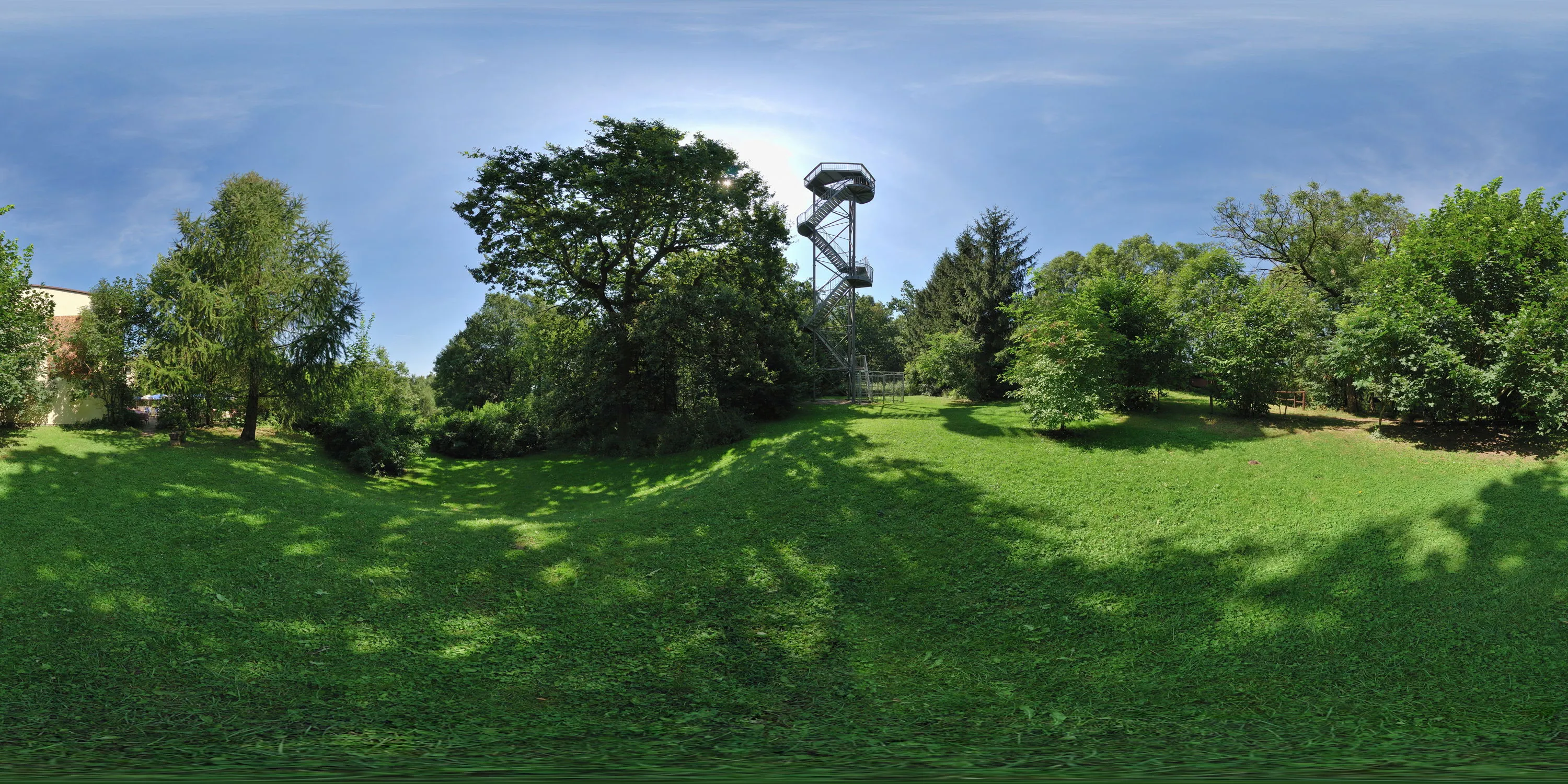 360 Grad Panorama Ansicht: Rotstein mit Baude und Turm in Oberlausitz