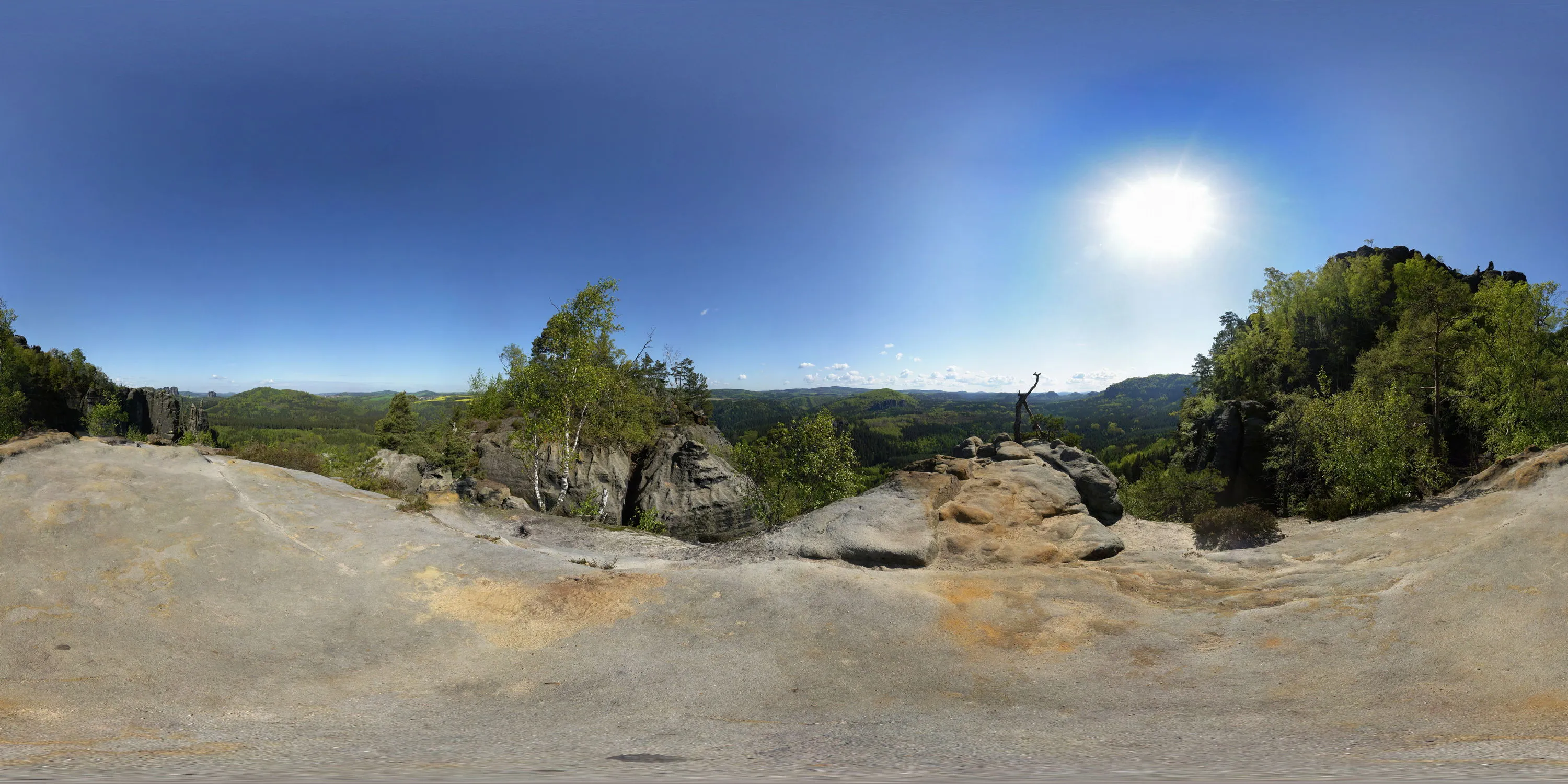 360 Grad Panorama Ansicht: obere Affensteinpromenade in Sächsische Schweiz