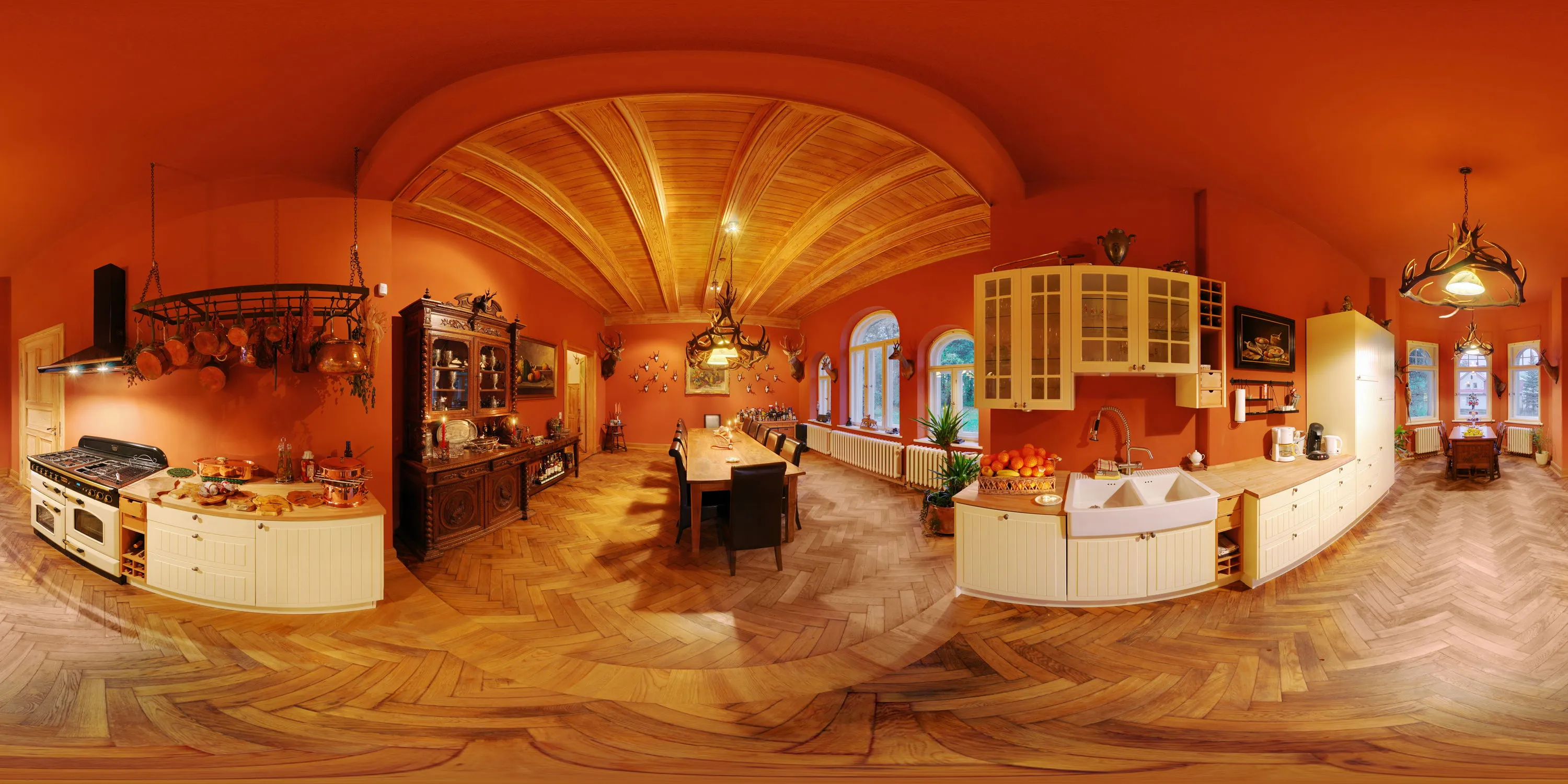 360 Grad Panorama Ansicht: Küche in Schloß Halbendorf