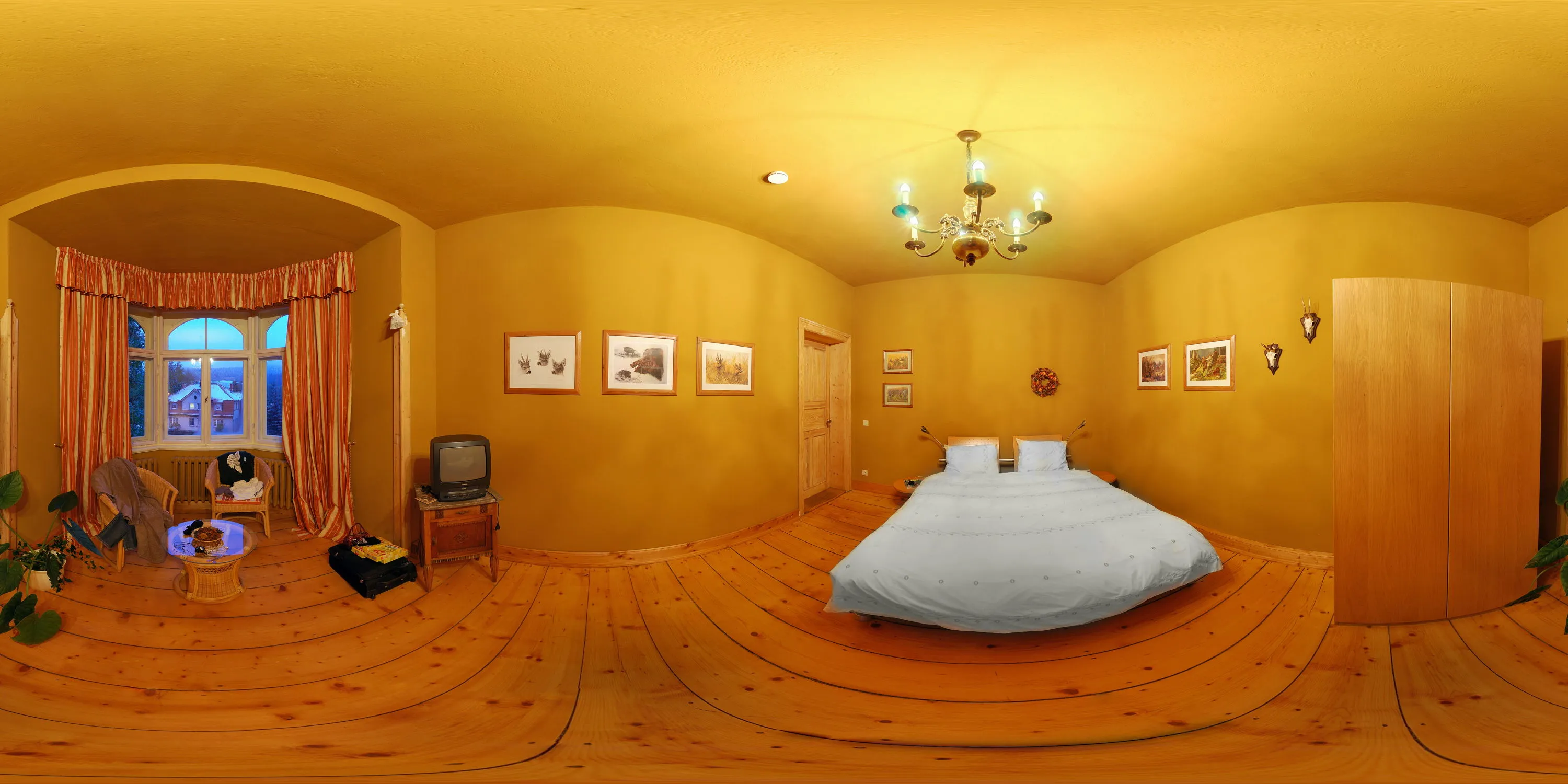 360 Grad Panorama Ansicht: Schlafzimmer 1 in Schloß Halbendorf