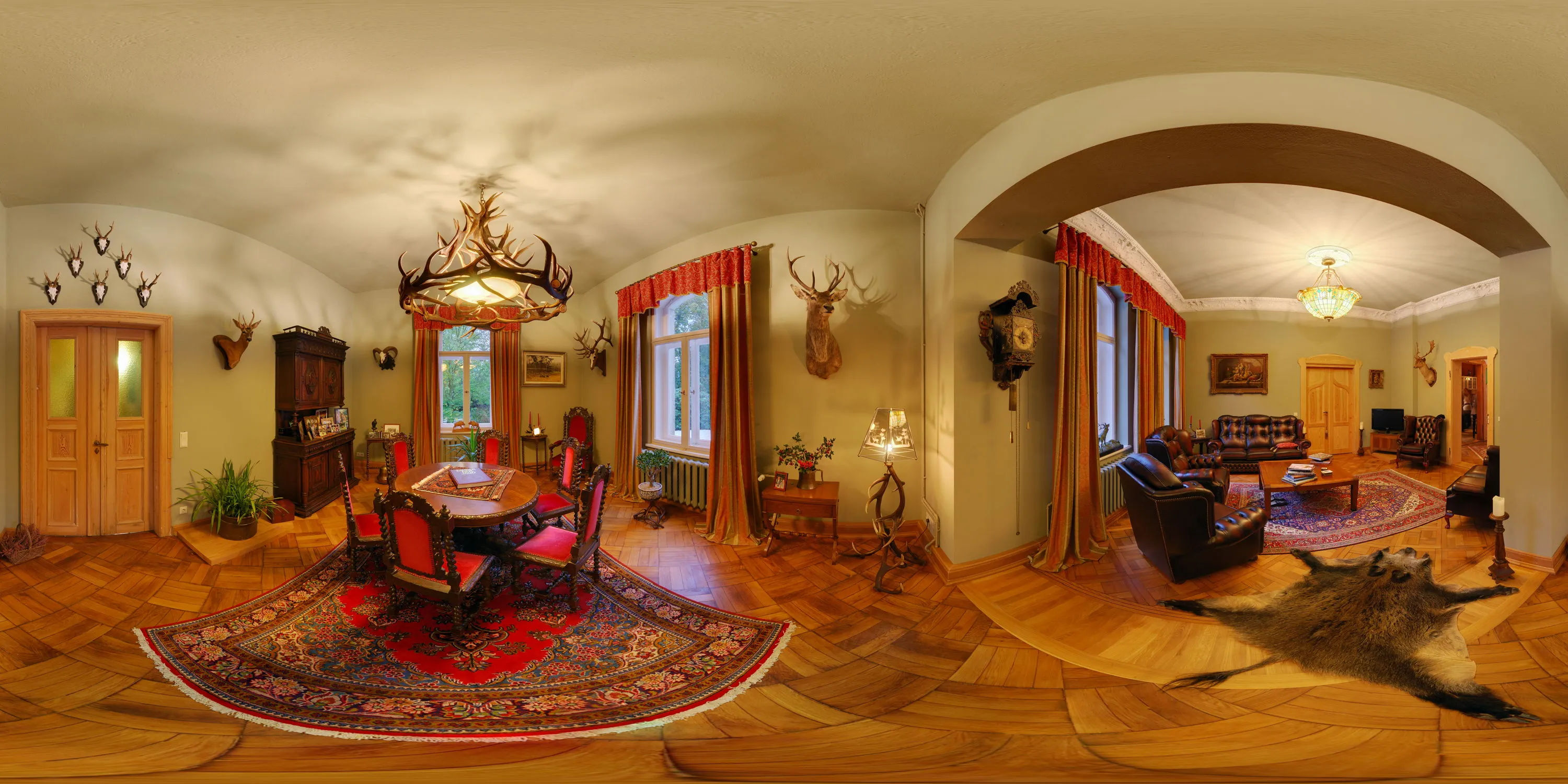360 Grad Panorama Ansicht: Wohnzimmer in Schloß Halbendorf