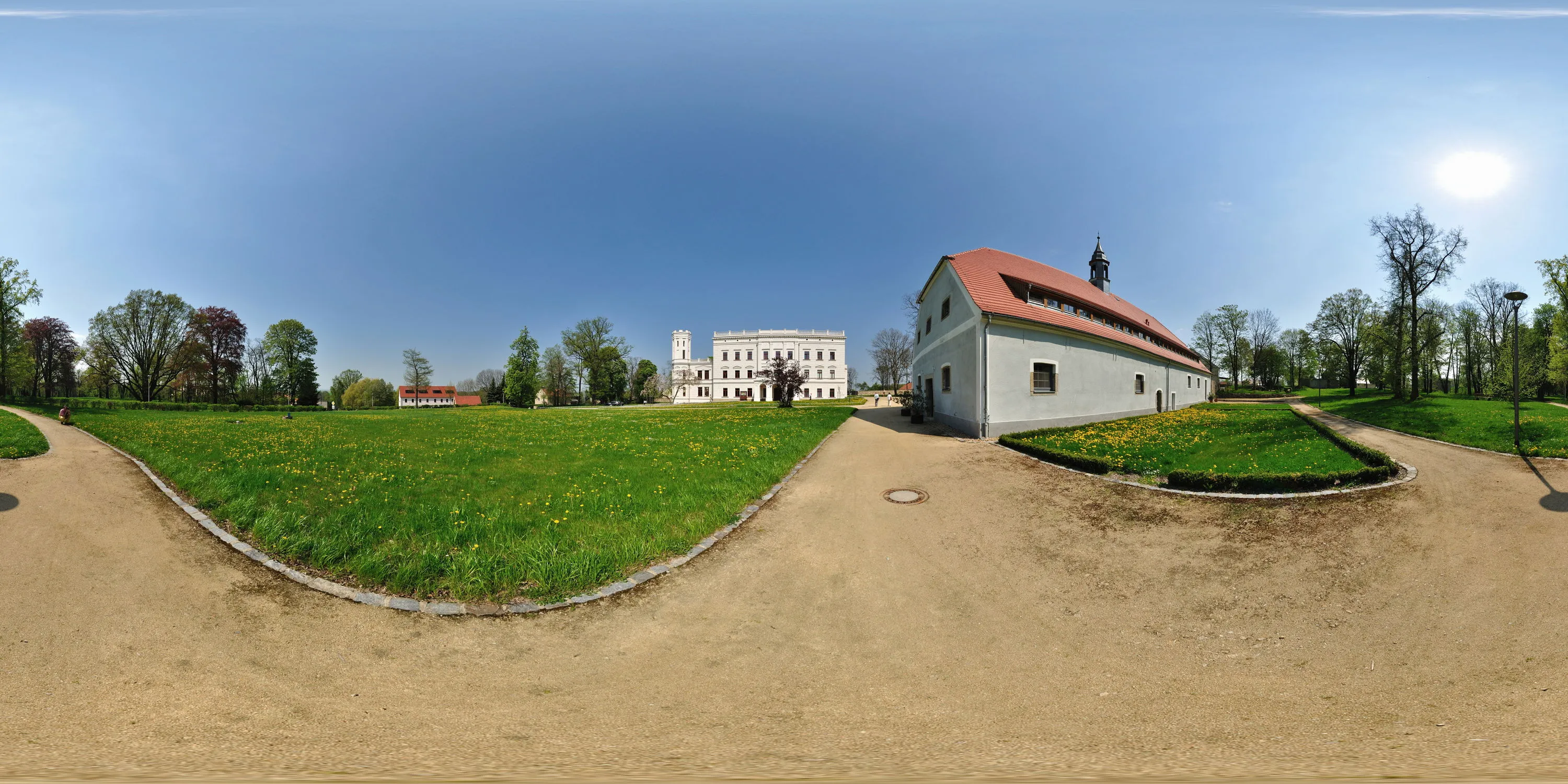 360 Grad Panorama Ansicht: Schloss Krobnitz Park in Oberlausitz