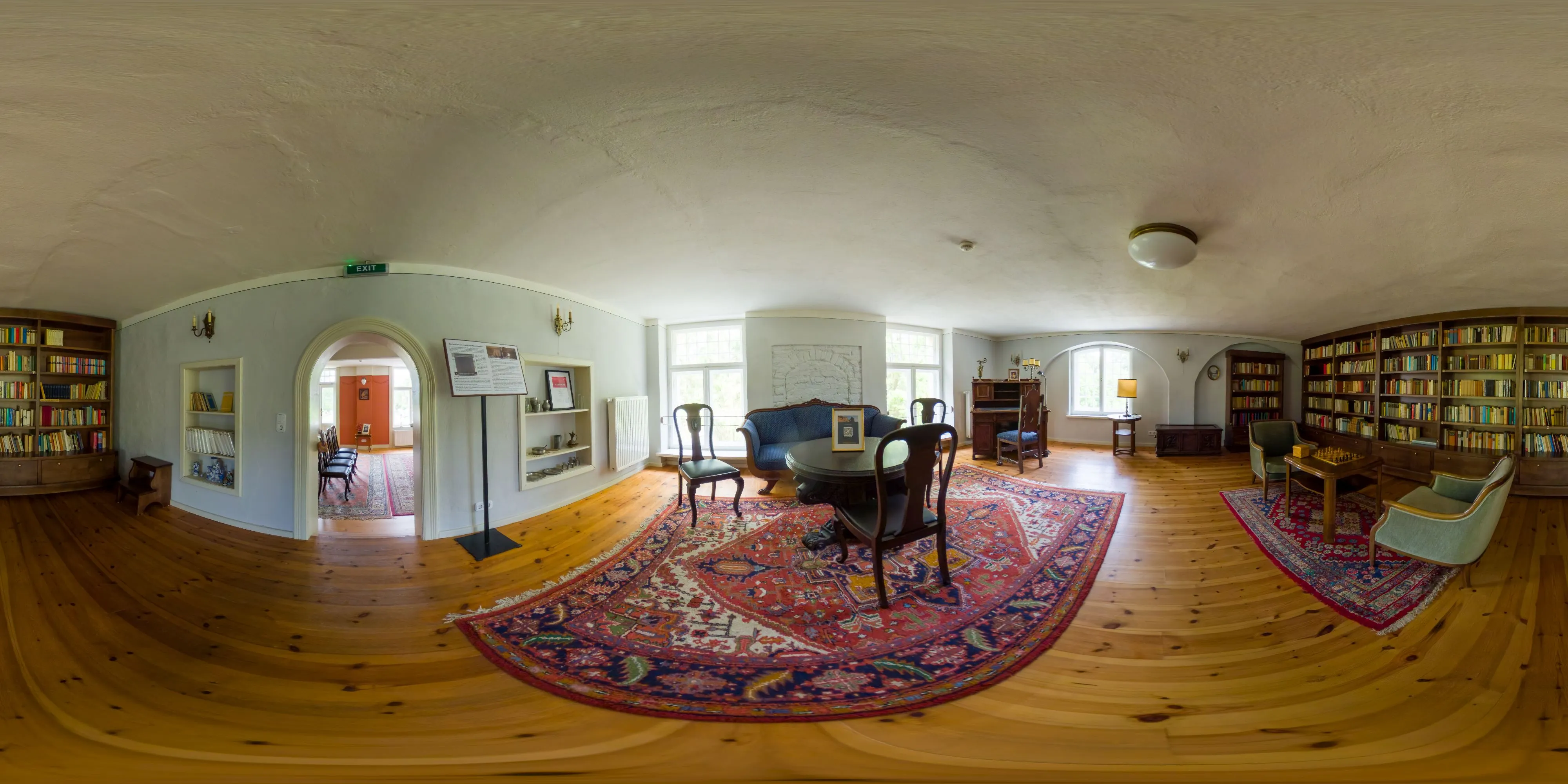 360° Panorama Ansicht: Schloss Stolpe - Bücherstube