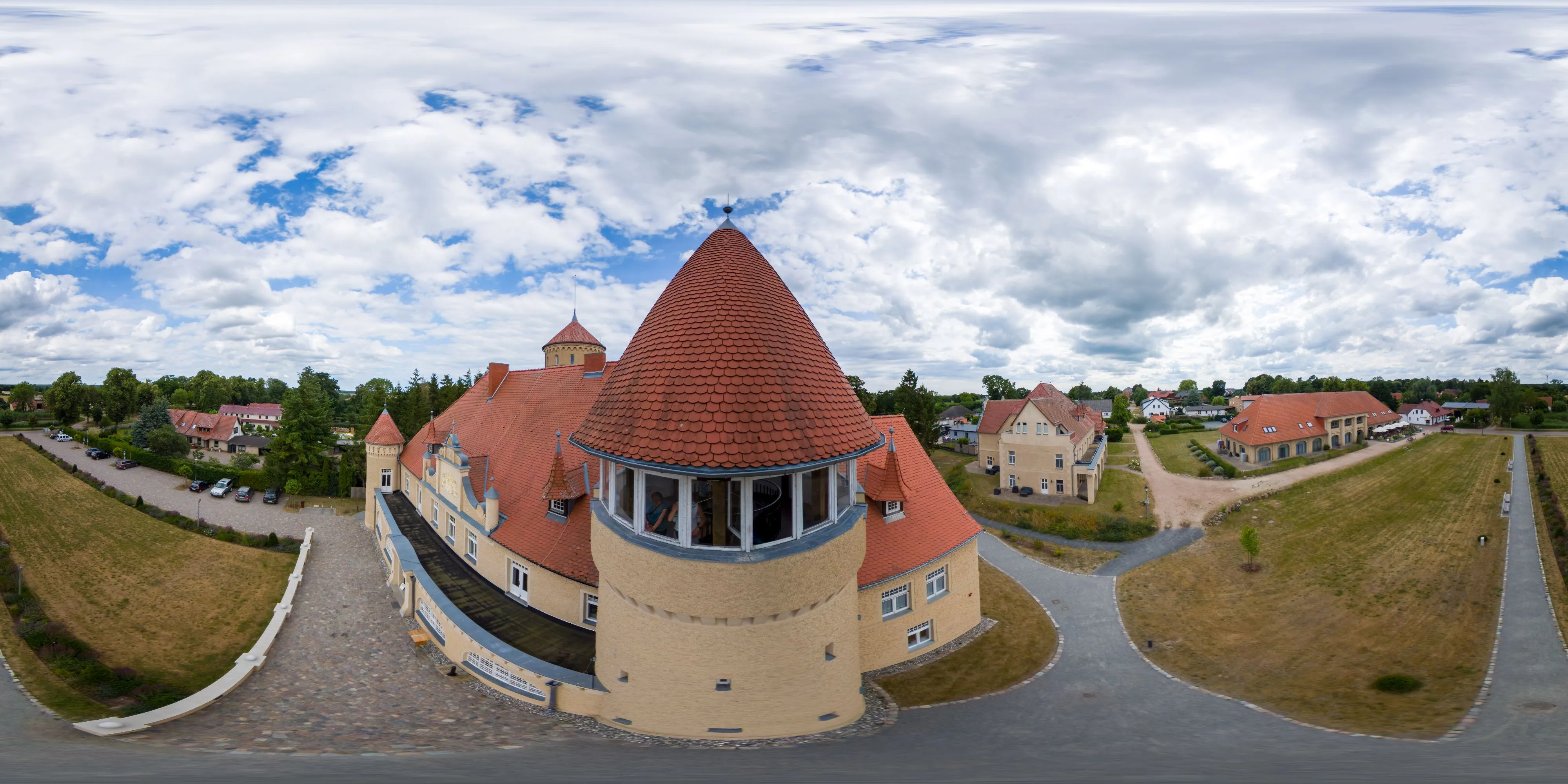 360° Panorama Ansicht: Schloss Stolpe - Aussicht vom Turm
