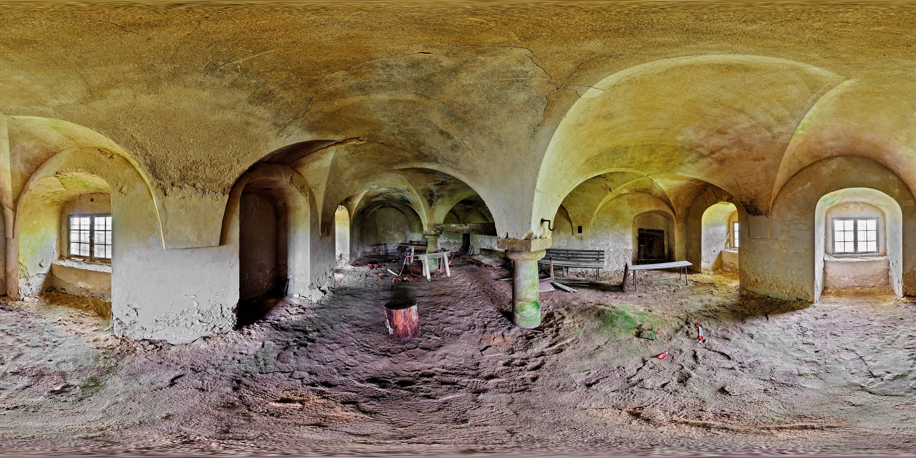360 Grad Panorama Ansicht: Keller 1 in Wasserschloss Tauchritz