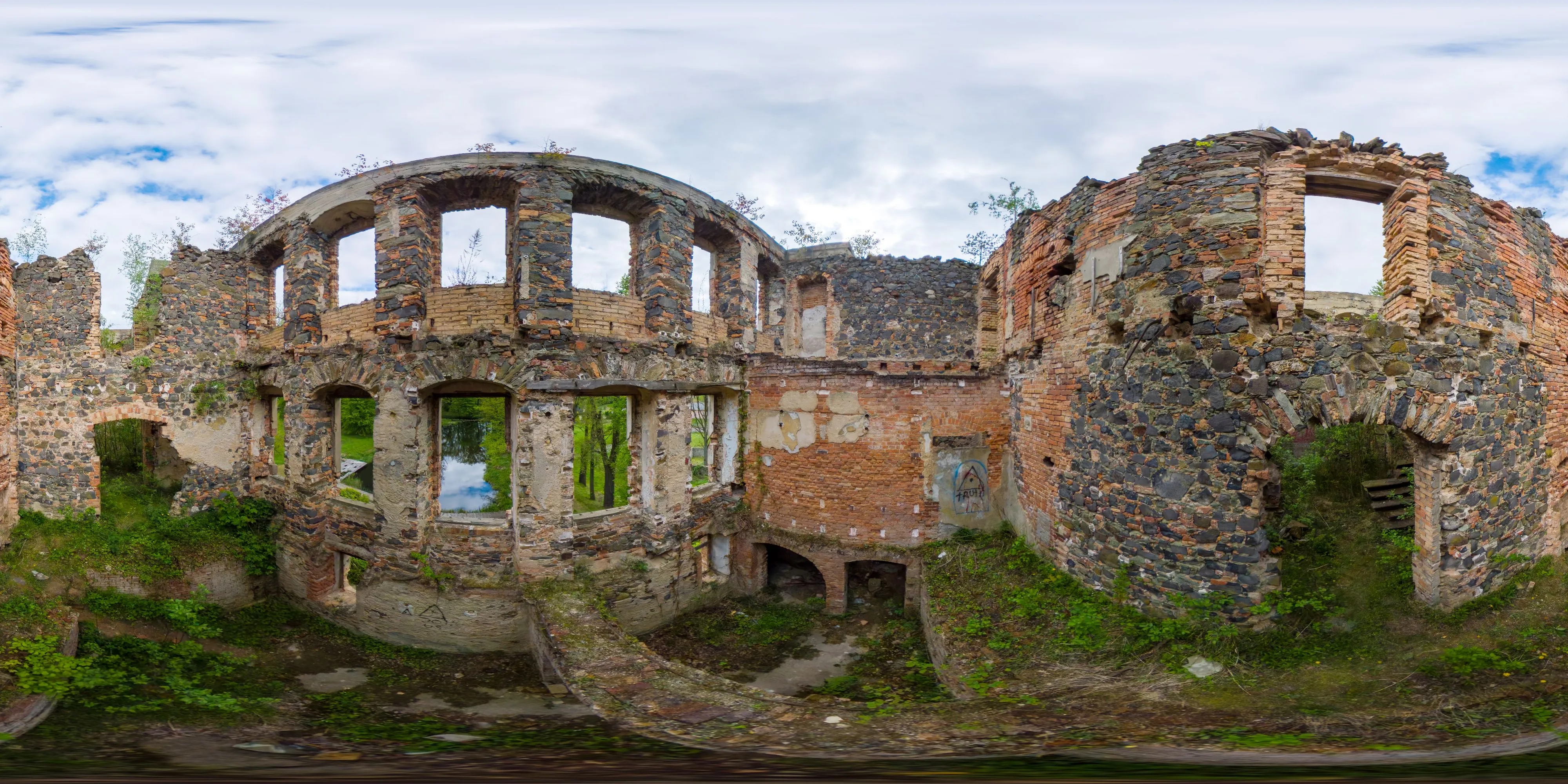 360 Grad Panorama Ansicht: Innen in Schloss Heidersdorf (Palac we Wlosieniu Dolnym)