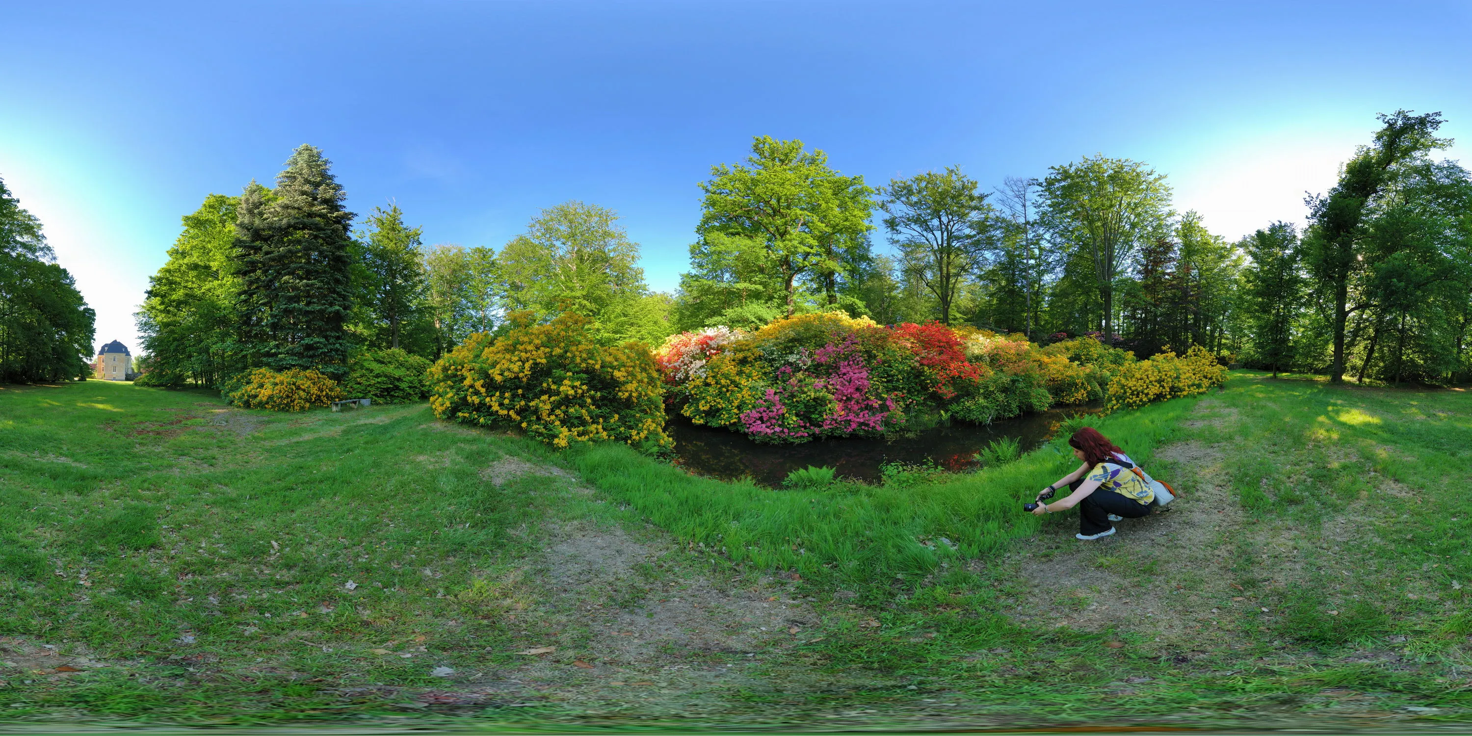 360 Grad Panorama Ansicht: Schlosspark Schloss Gaußig 2 in Oberlausitz