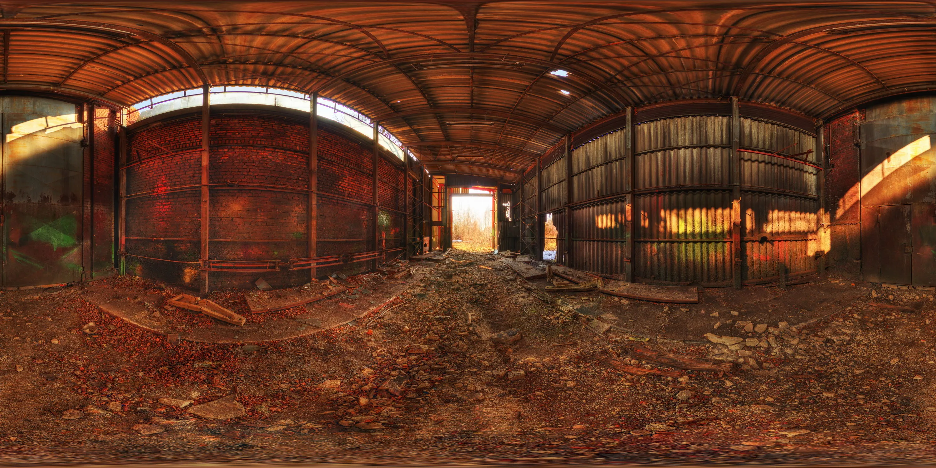 360 Grad Panorama Ansicht: Lackierhalle in Görlitzer Schmalspurbahn Werkstätten