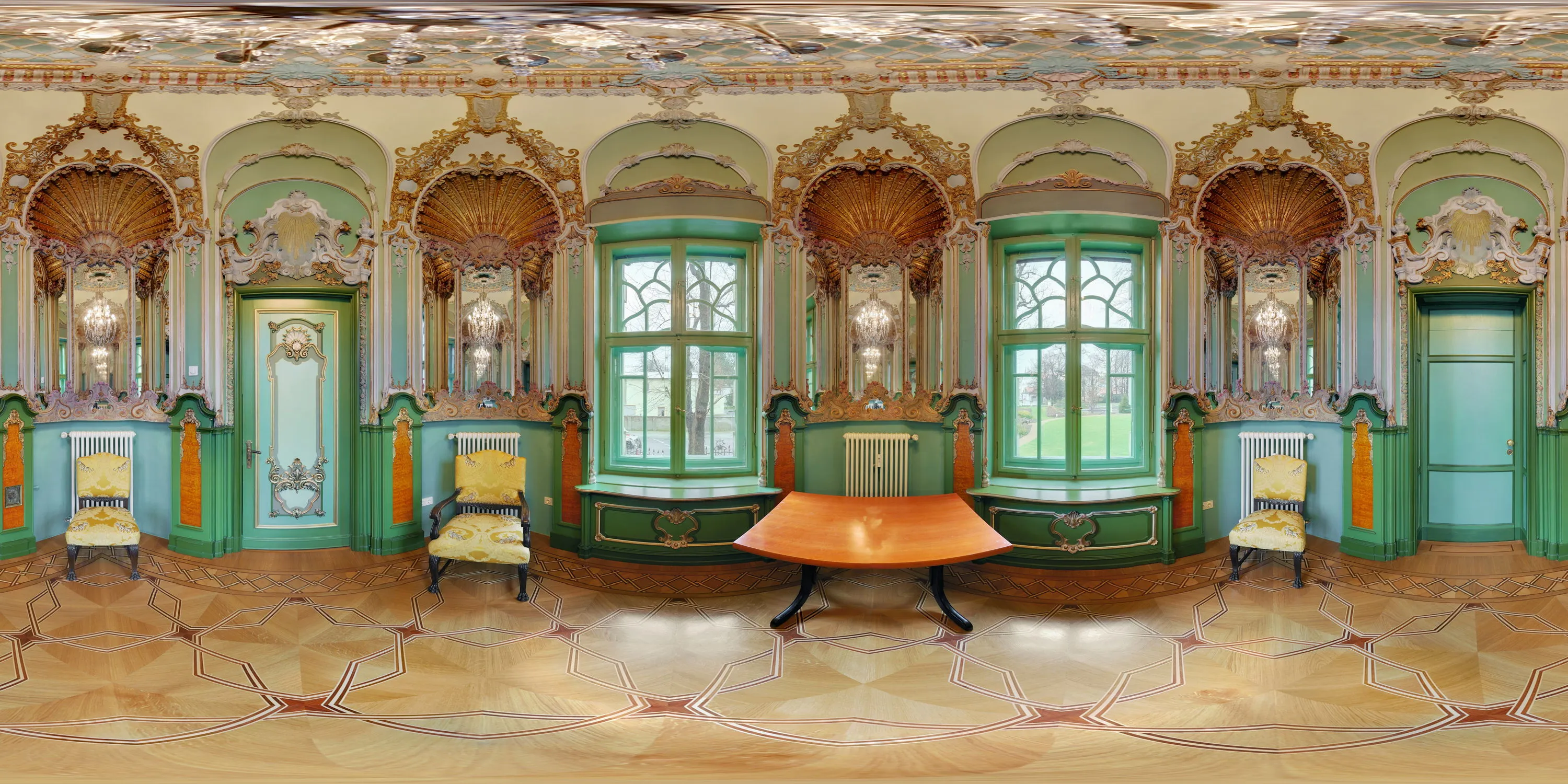 360 Grad Panorama Ansicht: Rokokosalon in Villa Weigang