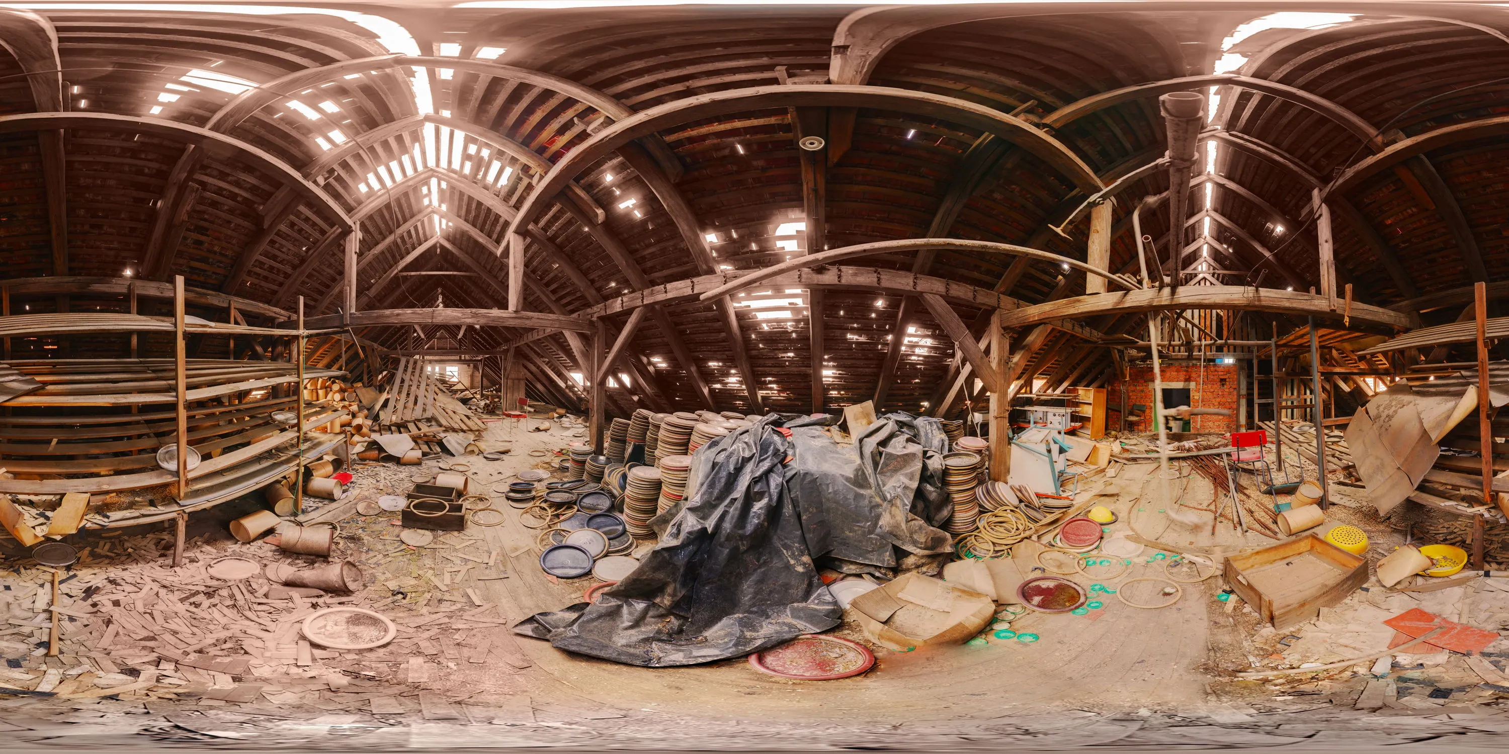 360 Grad Panorama Ansicht: Gewürzboden 2 in Sauerkrautfabrik Weicha