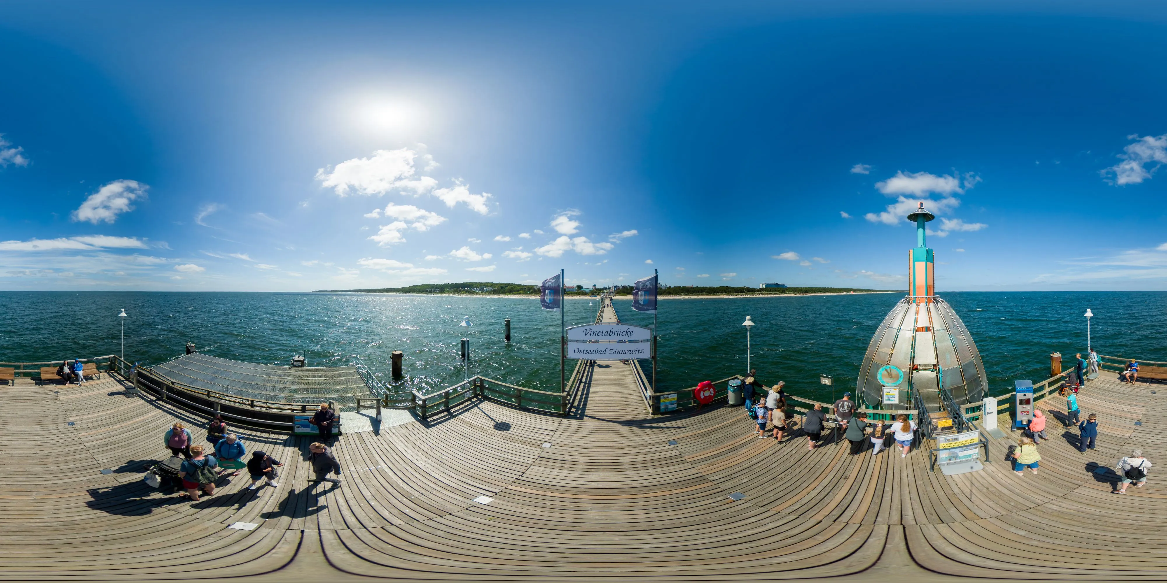 360 Grad Panorama Ansicht: Seebrücke Zinnowitz in Insel Usedom
