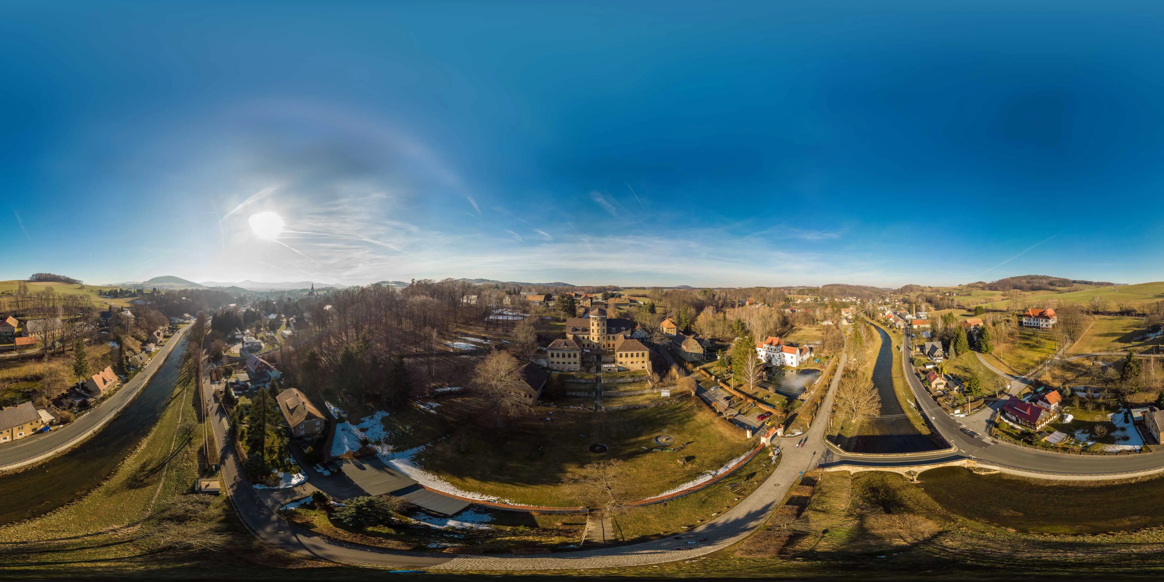 360 Grad Panorama Ansicht: Kanitz-Kyawsches Schloss in Hainewalde